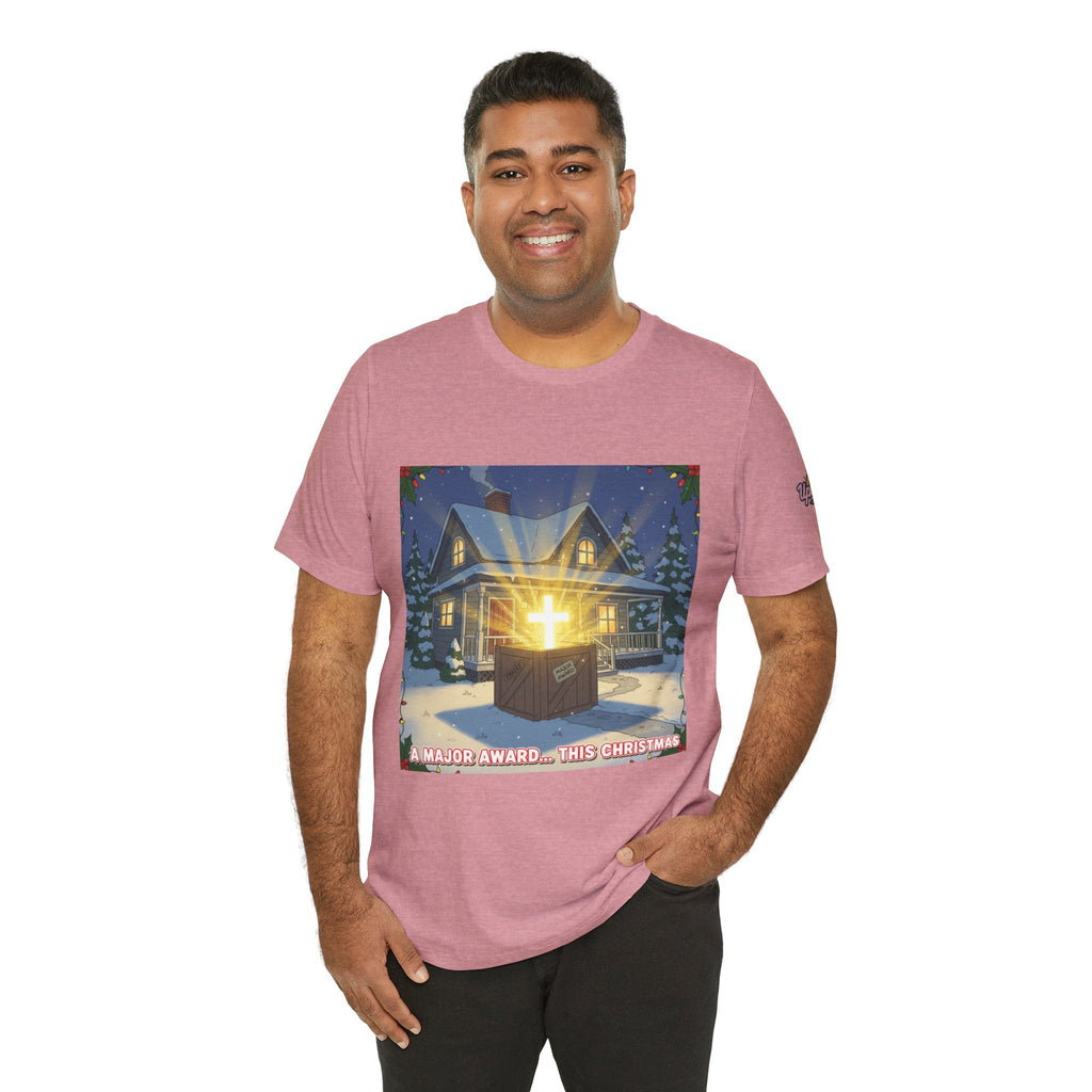 A Major Award This Christmas T-shirt – Fragile Leg Lamp Parody Cross Unboxing Christian T-shirt for Hilarious Faith & Holiday Glow Printify