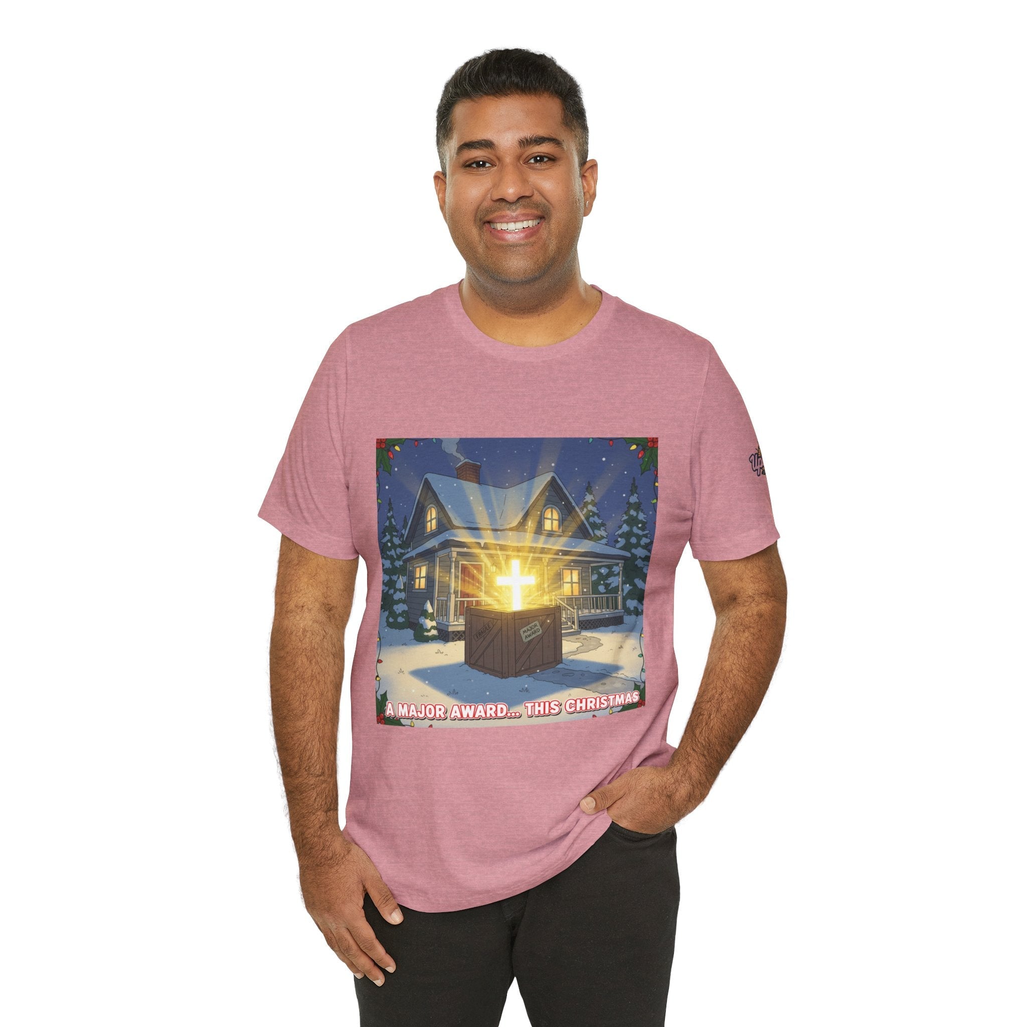 A Major Award This Christmas T-shirt – Fragile Leg Lamp Parody Cross Unboxing Christian T-shirt for Hilarious Faith & Holiday Glow Printify