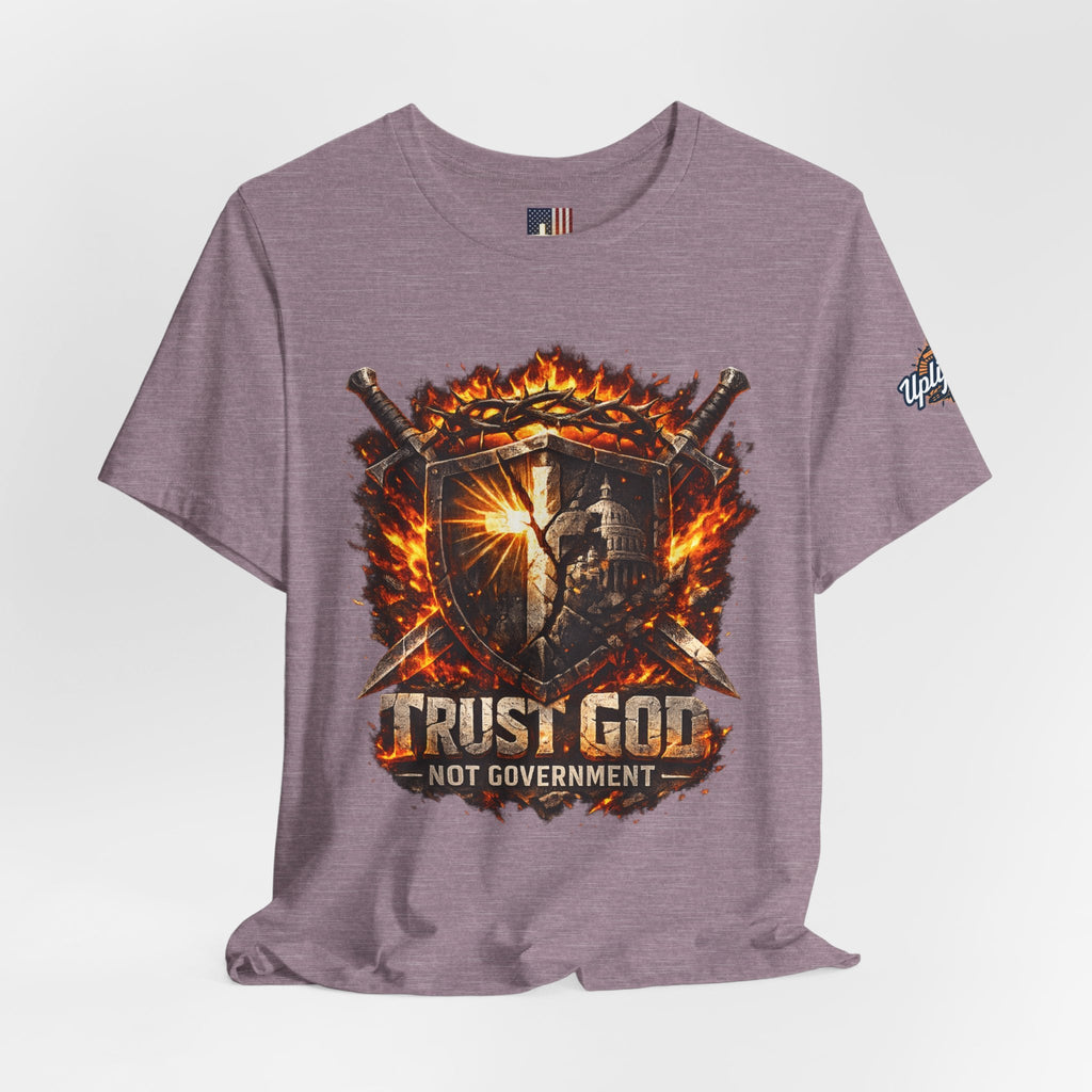 Trust God Not Government Shield Tee — Patriotic Christian Faith T-Shirt Printify
