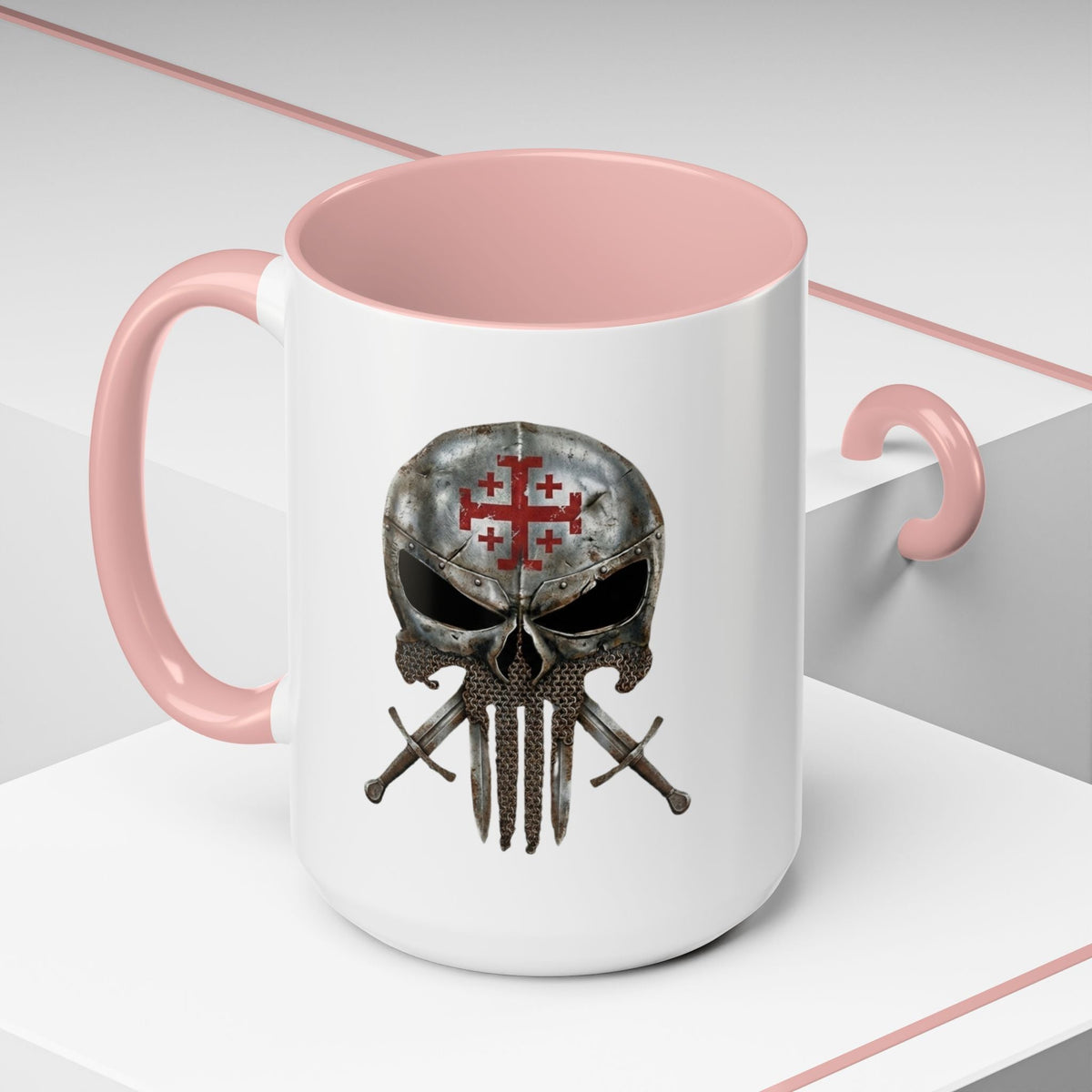 Crusader Knight Coffee Mug — 'Armor of God' Christian Skull 11/15oz Accent Mug Printify