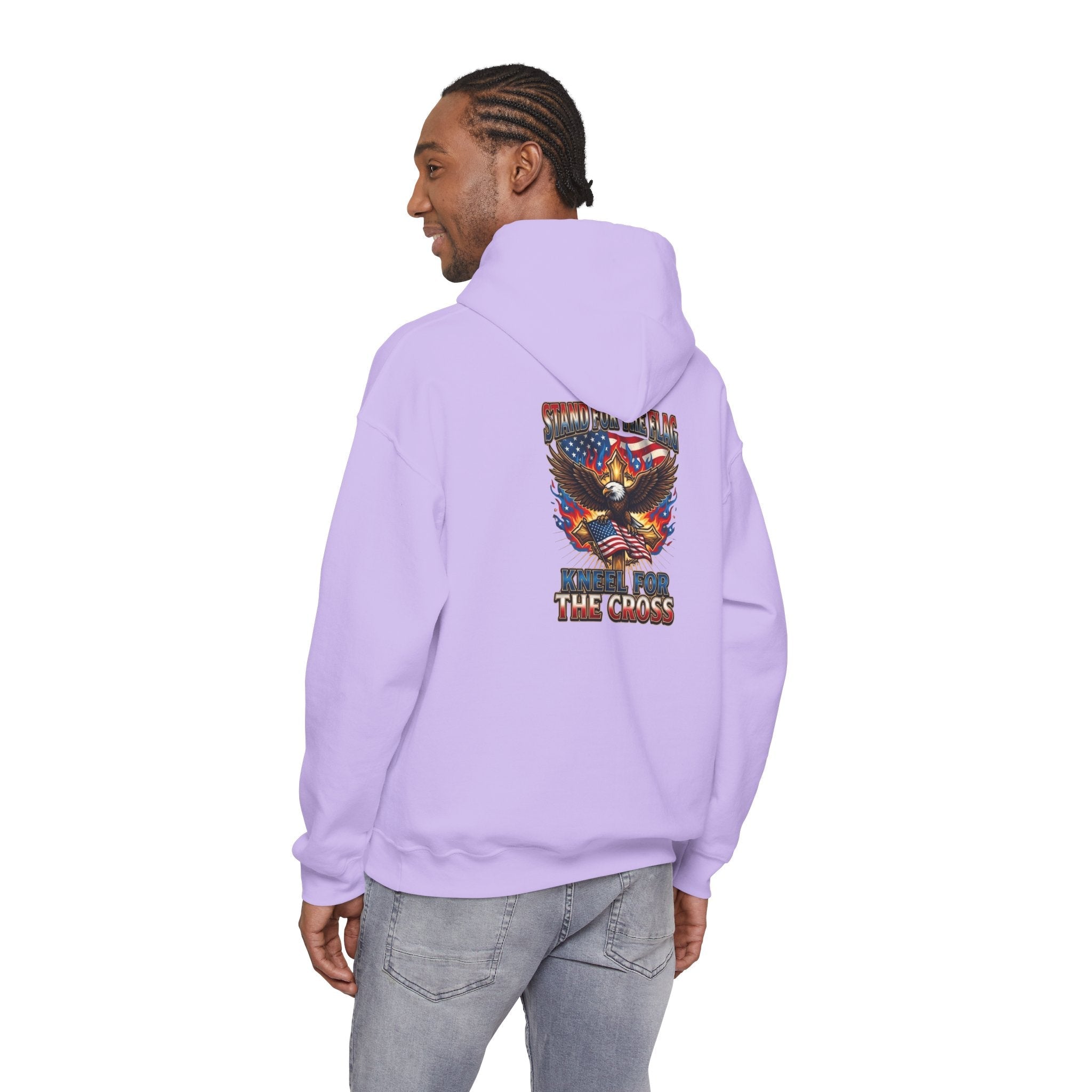 Stand for the Flag Kneel for the Cross Hoodie | Patriotic Eagle Hoodie Printify