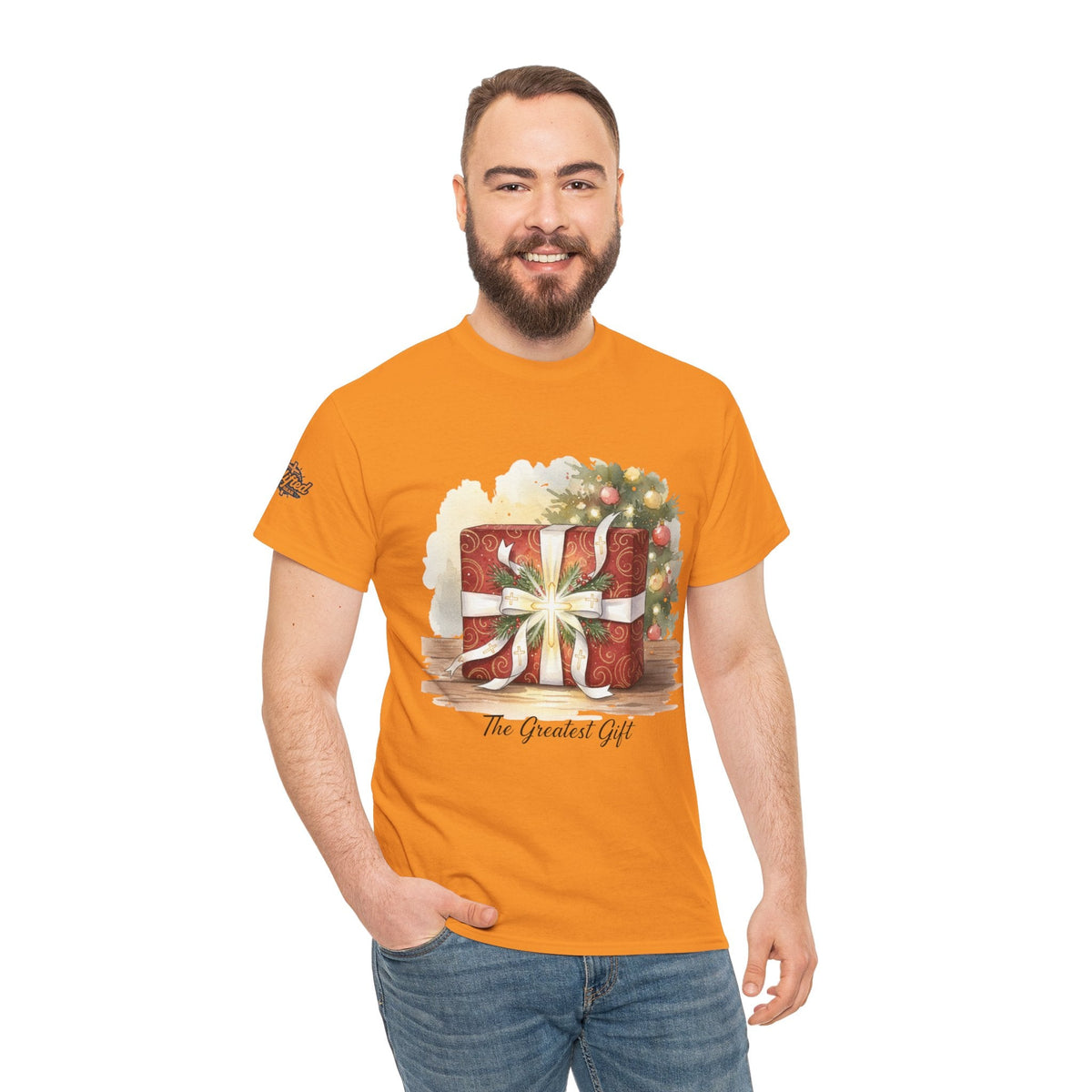 The Greatest Gift T-shirt – Cross Bow Present Christian T-shirt for Christmas Salvation & Eternal Faith Printify
