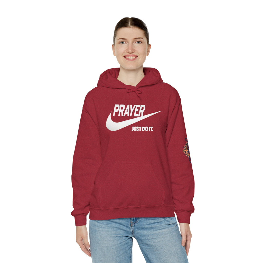 Prayer Just Do It Hoodie - Funny Christian Nike Parody Hoodie - Faith Gear Printify