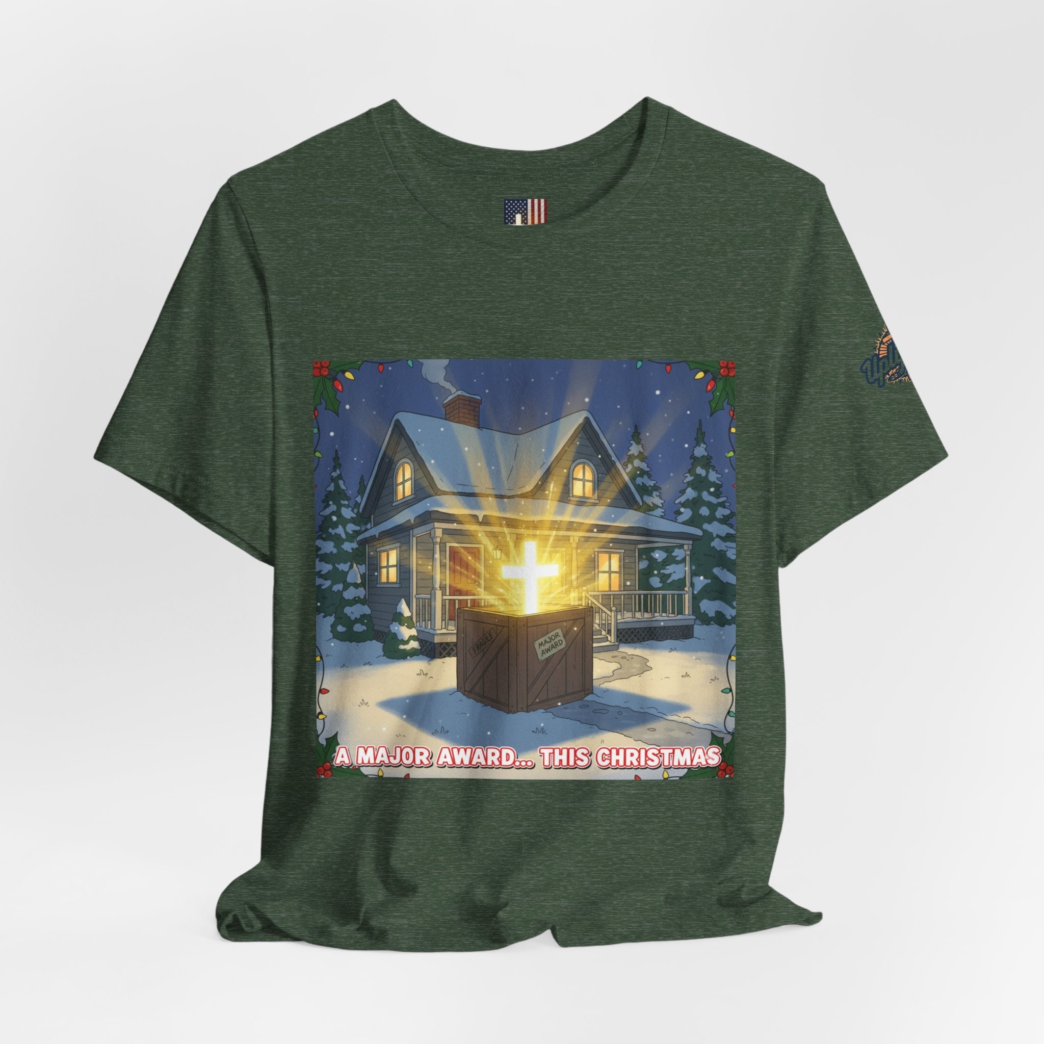 A Major Award This Christmas T-shirt – Fragile Leg Lamp Parody Cross Unboxing Christian T-shirt for Hilarious Faith & Holiday Glow Printify