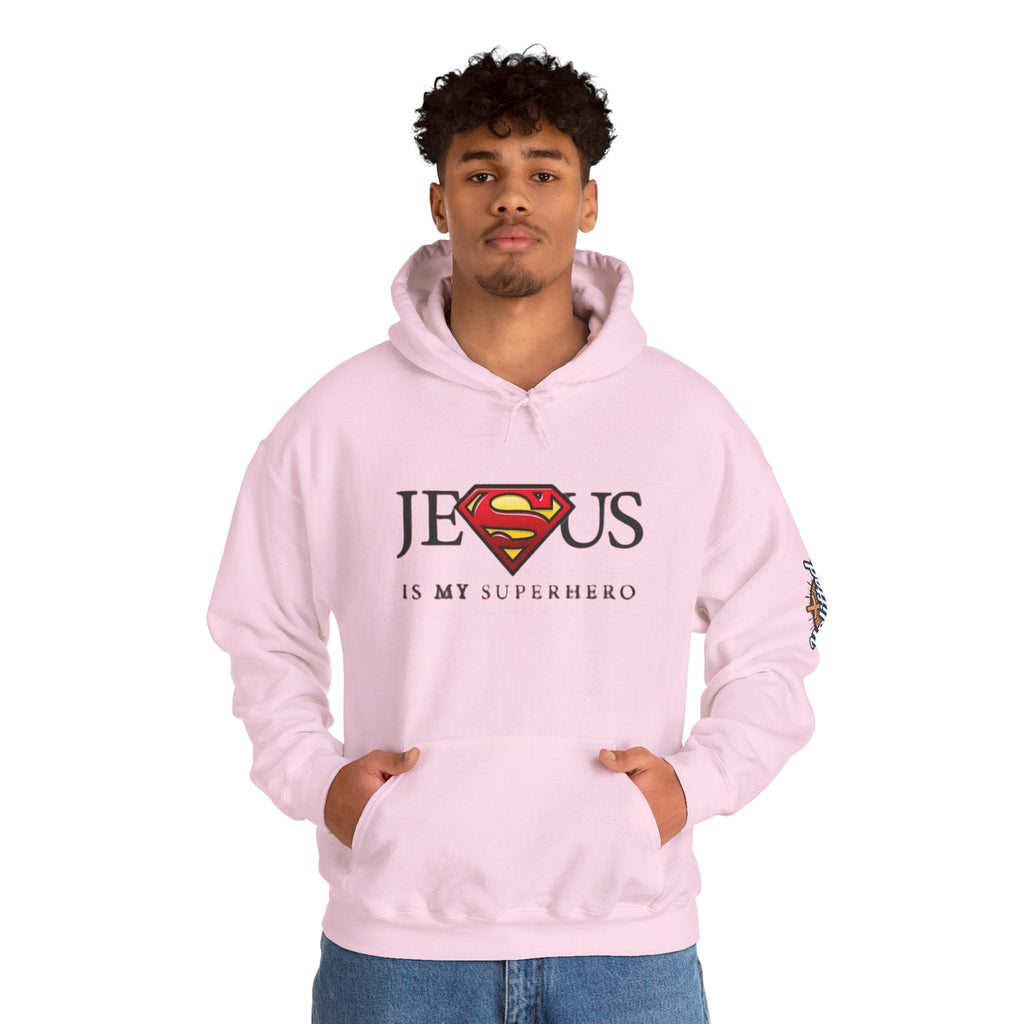 Jesus Is My Superhero Hoodie — Christian Faith Graphic Pullover Printify