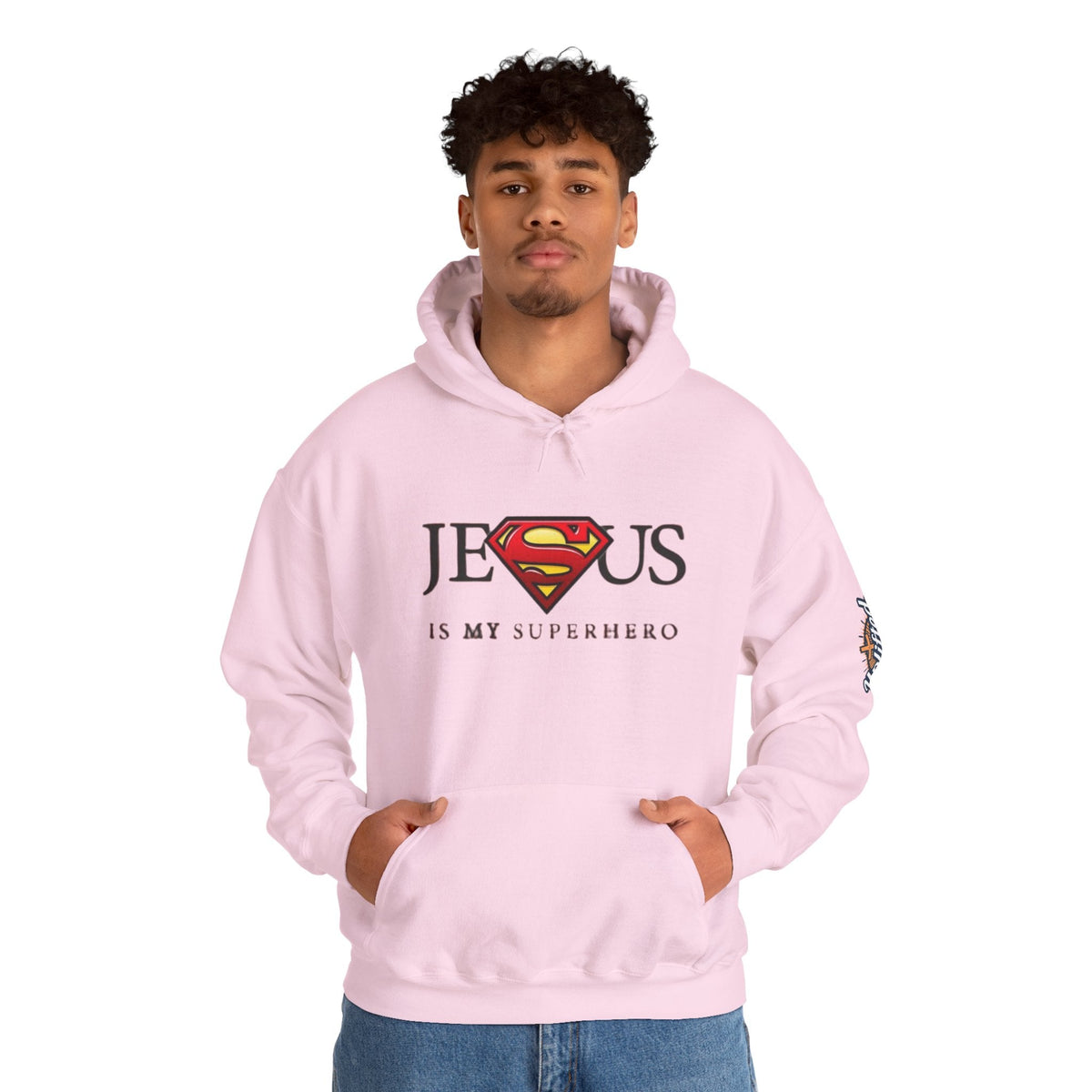 Jesus Is My Superhero Hoodie — Christian Faith Graphic Pullover Printify
