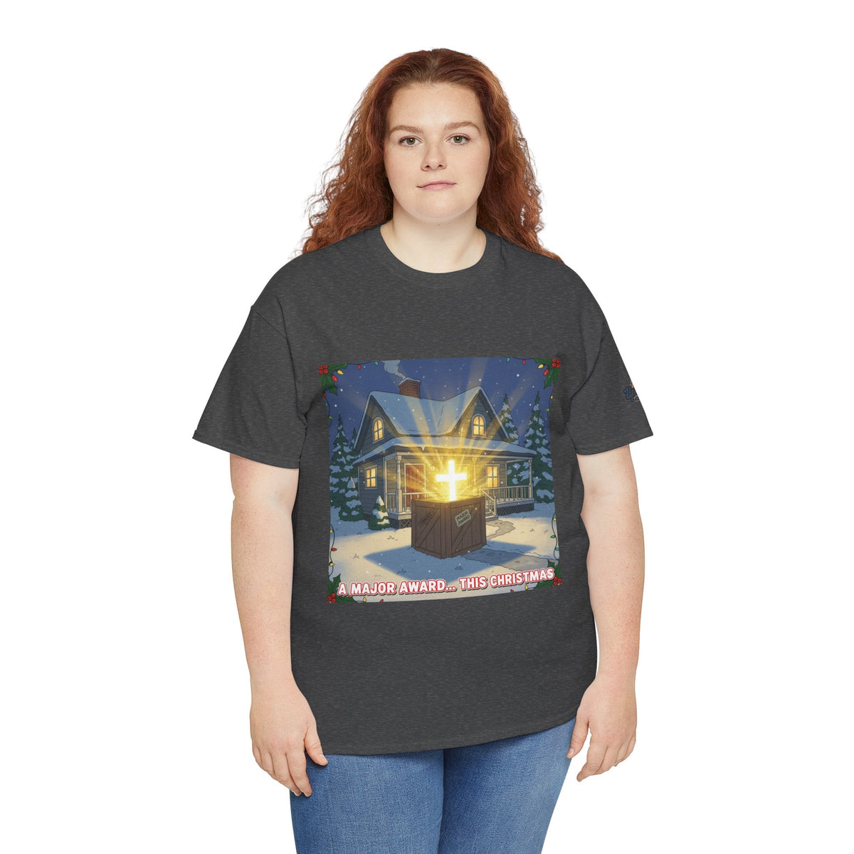 A Major Award This Christmas T-shirt – Fragile Leg Lamp Parody Cross Unboxing Christian T-shirt for Hilarious Faith & Holiday Glow Printify
