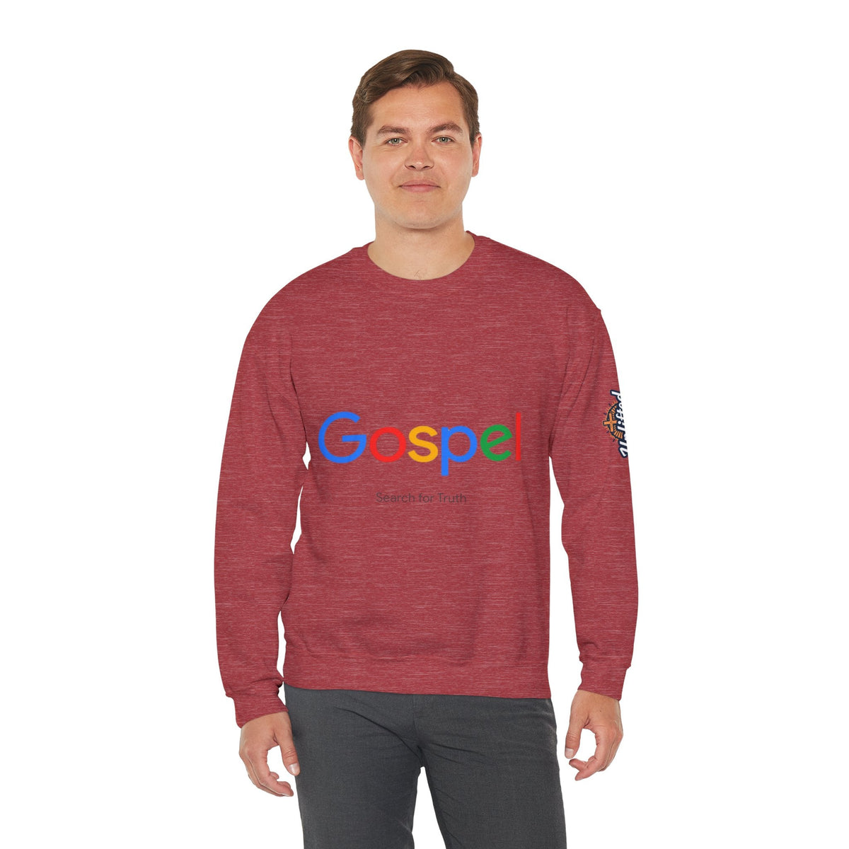 Gospel Graphic Sweatshirt — "Gospel" Colorful Logo Christian Sweatshirt Printify