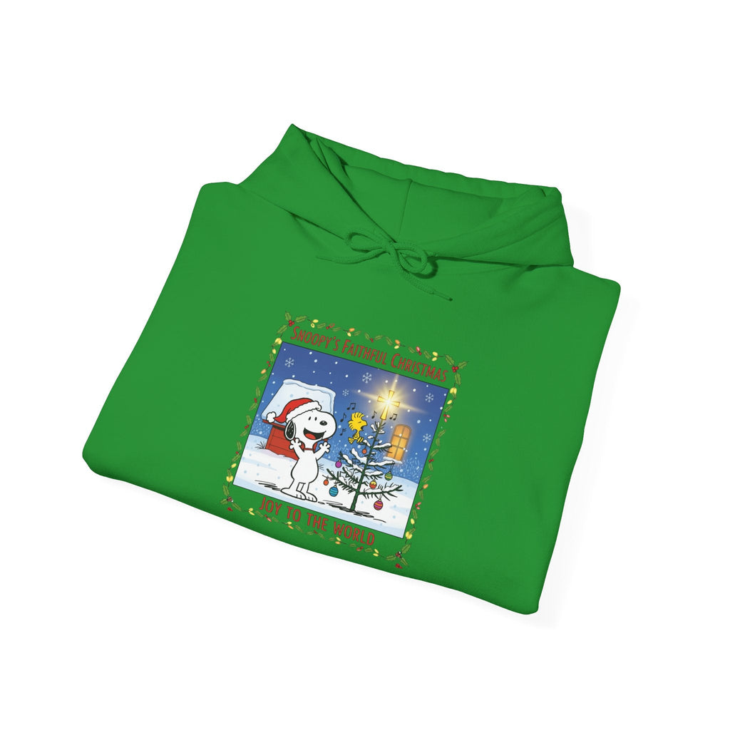 🎄 Faithful Christmas Friends – Christian Holiday Hoodie | Festive Tree & Cartoon Duo | Heartwarming Christmas Tee by Uplifted Gear Printify