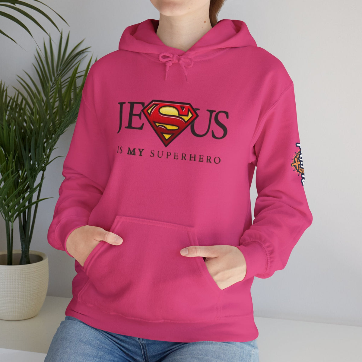 Jesus Is My Superhero Hoodie — Christian Faith Graphic Pullover Printify
