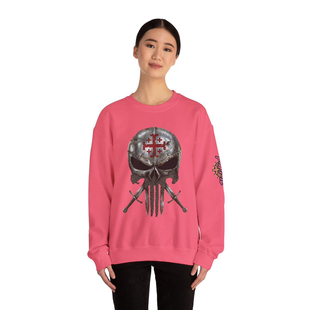 Crusader Knight Christian Skull Sweatshirt - Warrior Armor of God Sweatshirt Printify