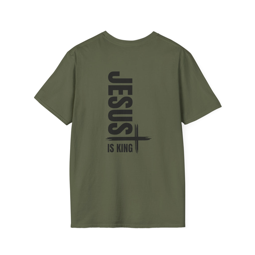 Jesus Is King T-shirt | Modern Typographic Cross Christian T-shirt Printify