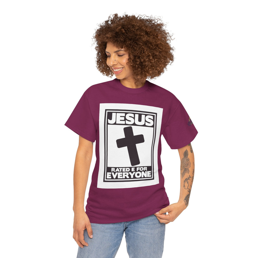 Jesus, Rated E for Everyone T-shirt - Gamer Faith T-shirt - Christian Video Game Parody Printify
