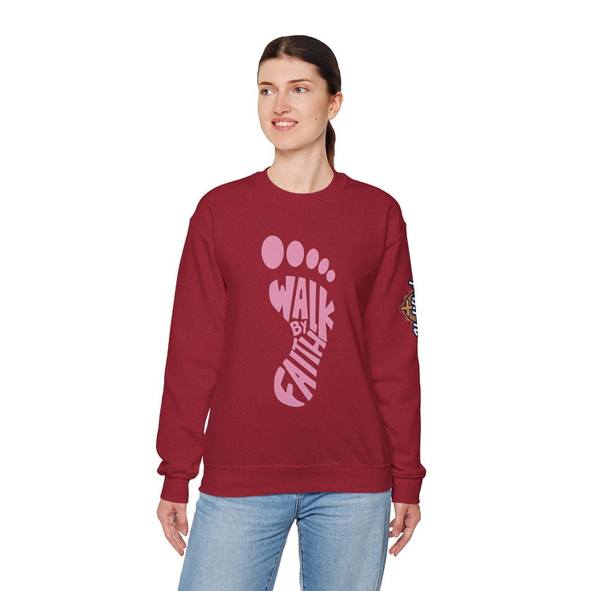 Walk By Faith Footprint Sweatshirt Printify