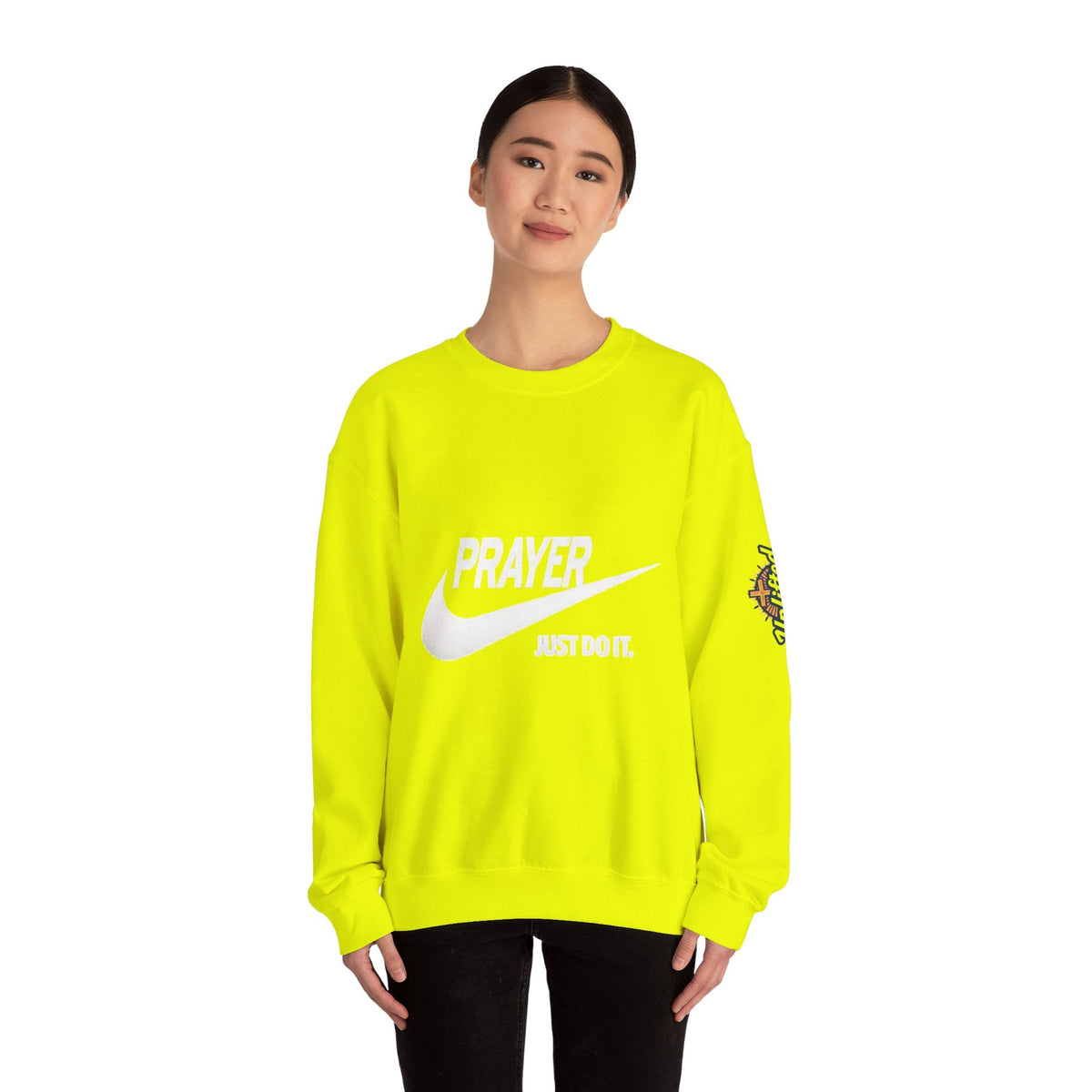 Prayer Just Do It Sweatshirt - Funny Christian Nike Parody Sweatshirt - Faith Gear Printify