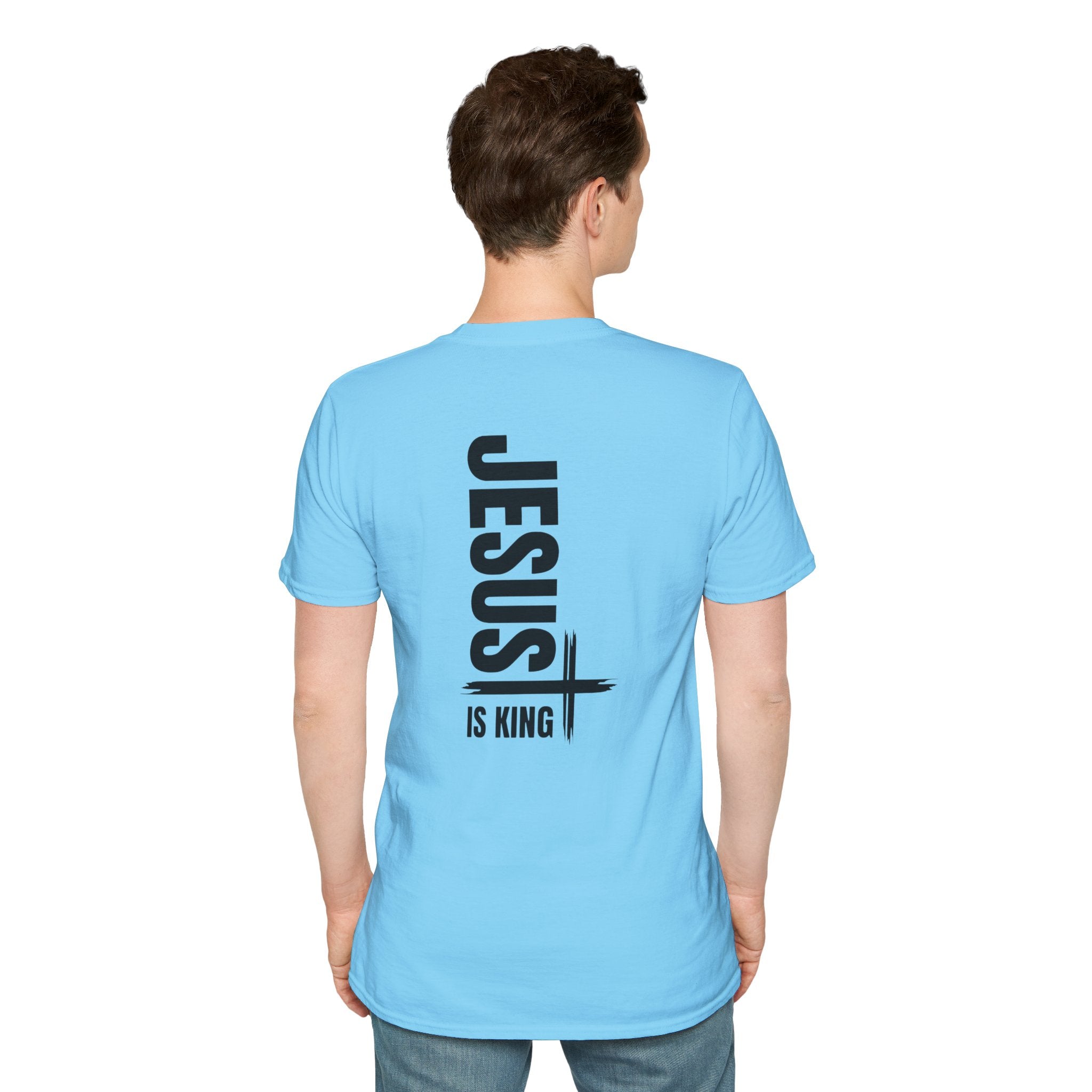 Jesus Is King T-shirt | Modern Typographic Cross Christian T-shirt Printify