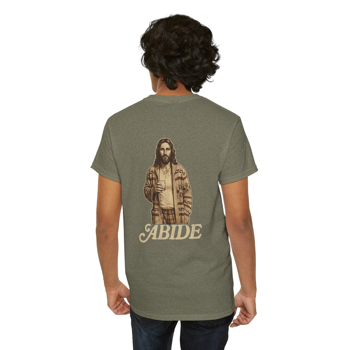 Abide Vintage Jesus Tee — "The Dude" Graphic Christian T-Shirt Printify