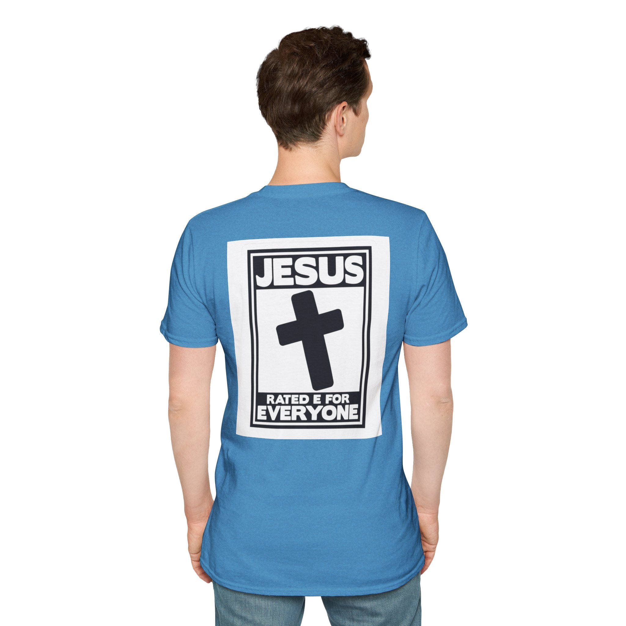 Jesus, Rated E for Everyone T-shirt - Gamer Faith T-shirt - Christian Video Game Parody Printify