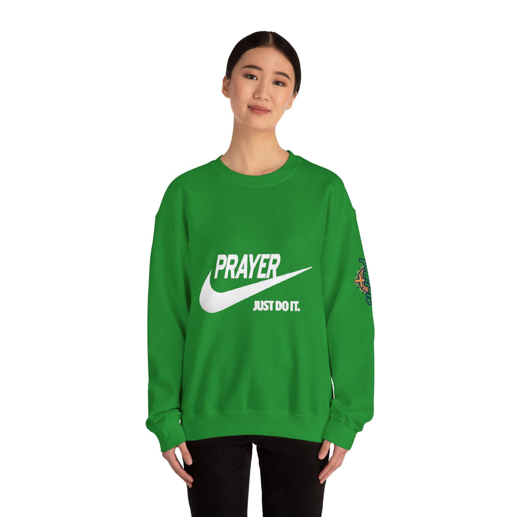 Prayer Just Do It Sweatshirt - Funny Christian Nike Parody Sweatshirt - Faith Gear Printify