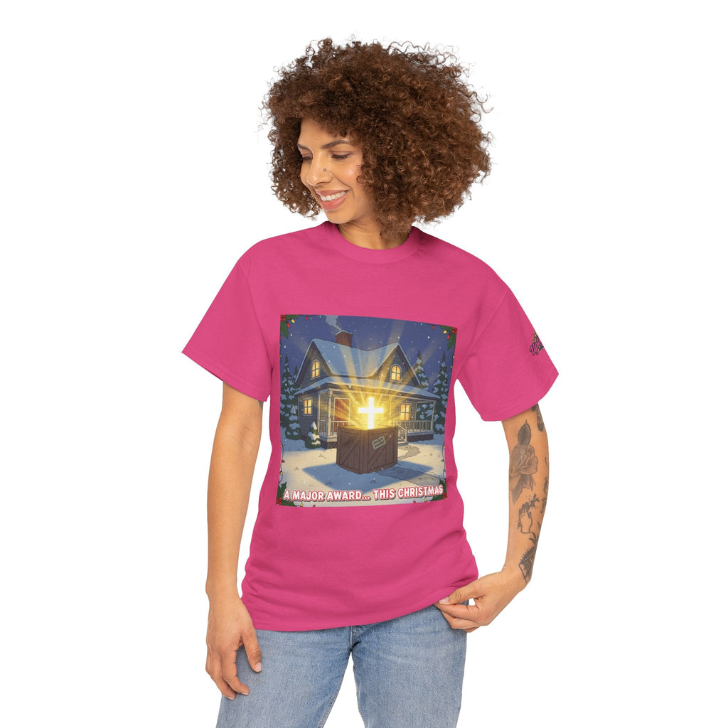 A Major Award This Christmas T-shirt – Fragile Leg Lamp Parody Cross Unboxing Christian T-shirt for Hilarious Faith & Holiday Glow Printify