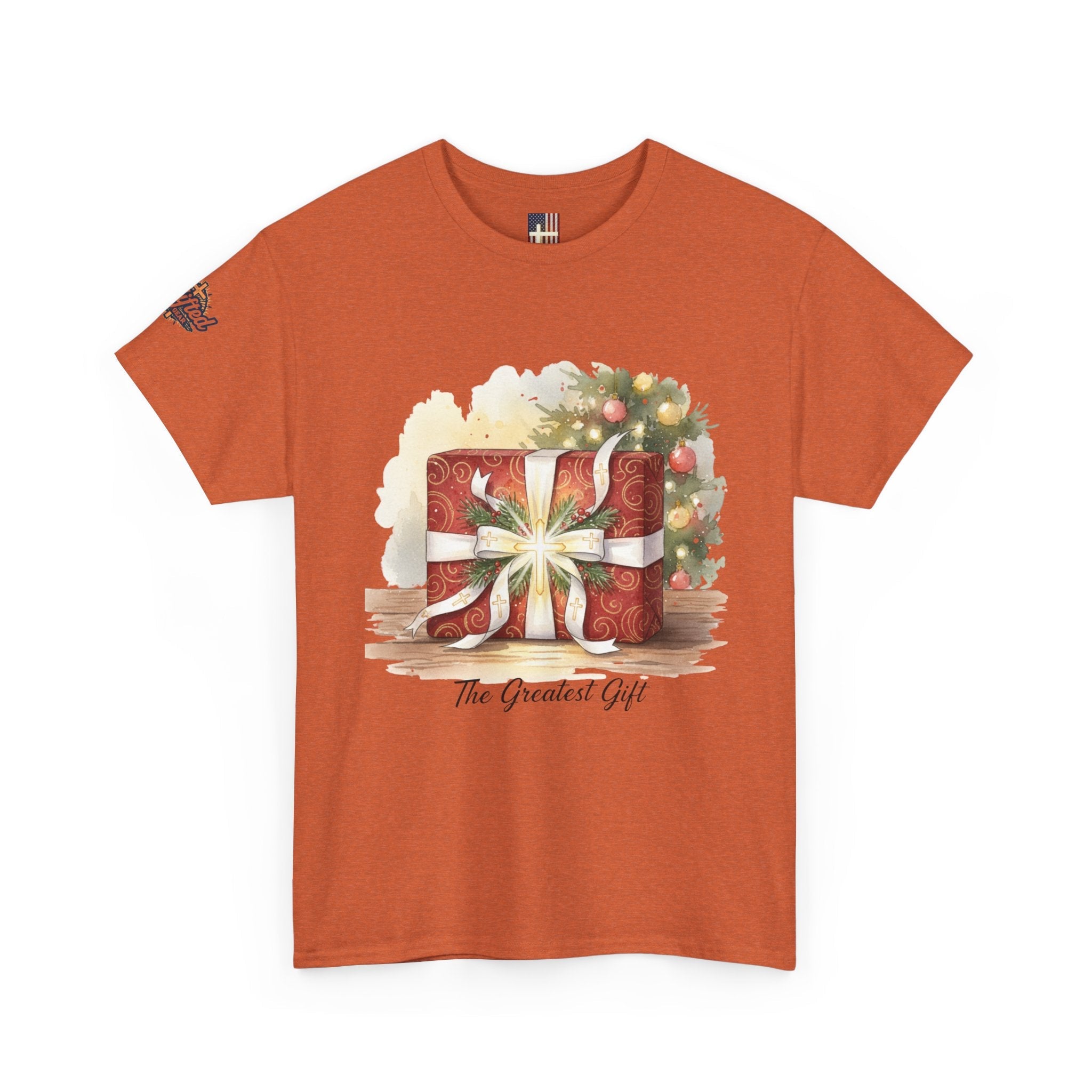 The Greatest Gift T-shirt – Cross Bow Present Christian T-shirt for Christmas Salvation & Eternal Faith Printify