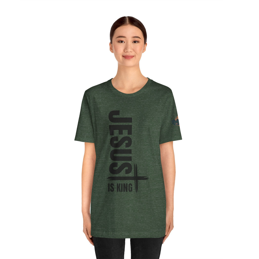 Jesus Is King T-shirt | Modern Typographic Cross Christian T-shirt Printify