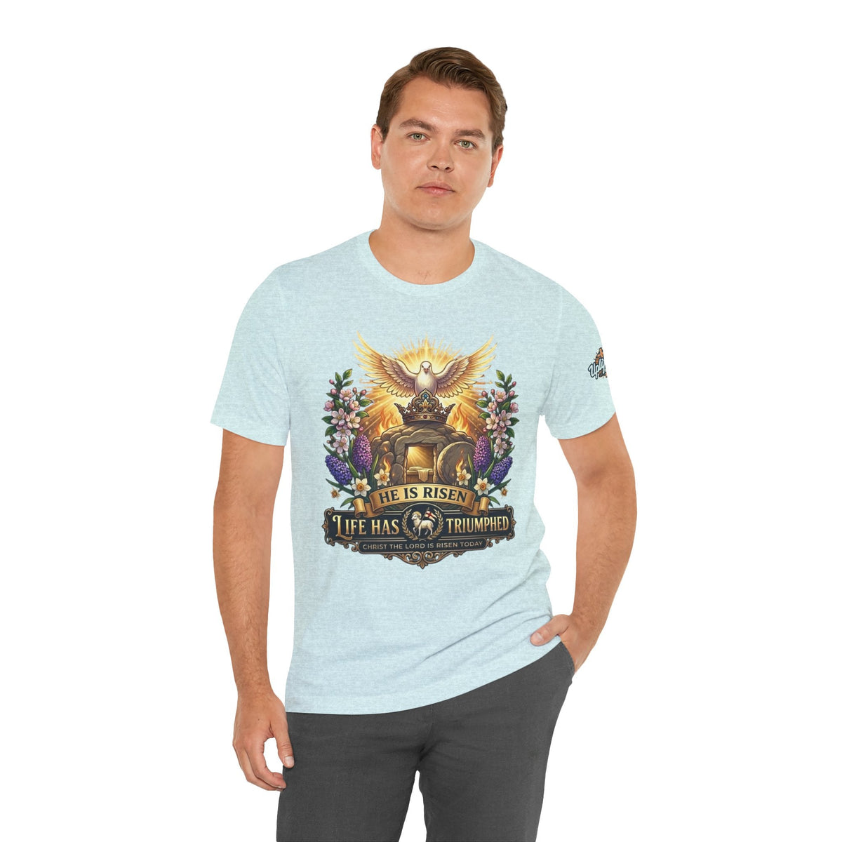 He Is Risen "Life Has Triumphed" T-Shirt — Easter Resurrection Christian Tee Printify