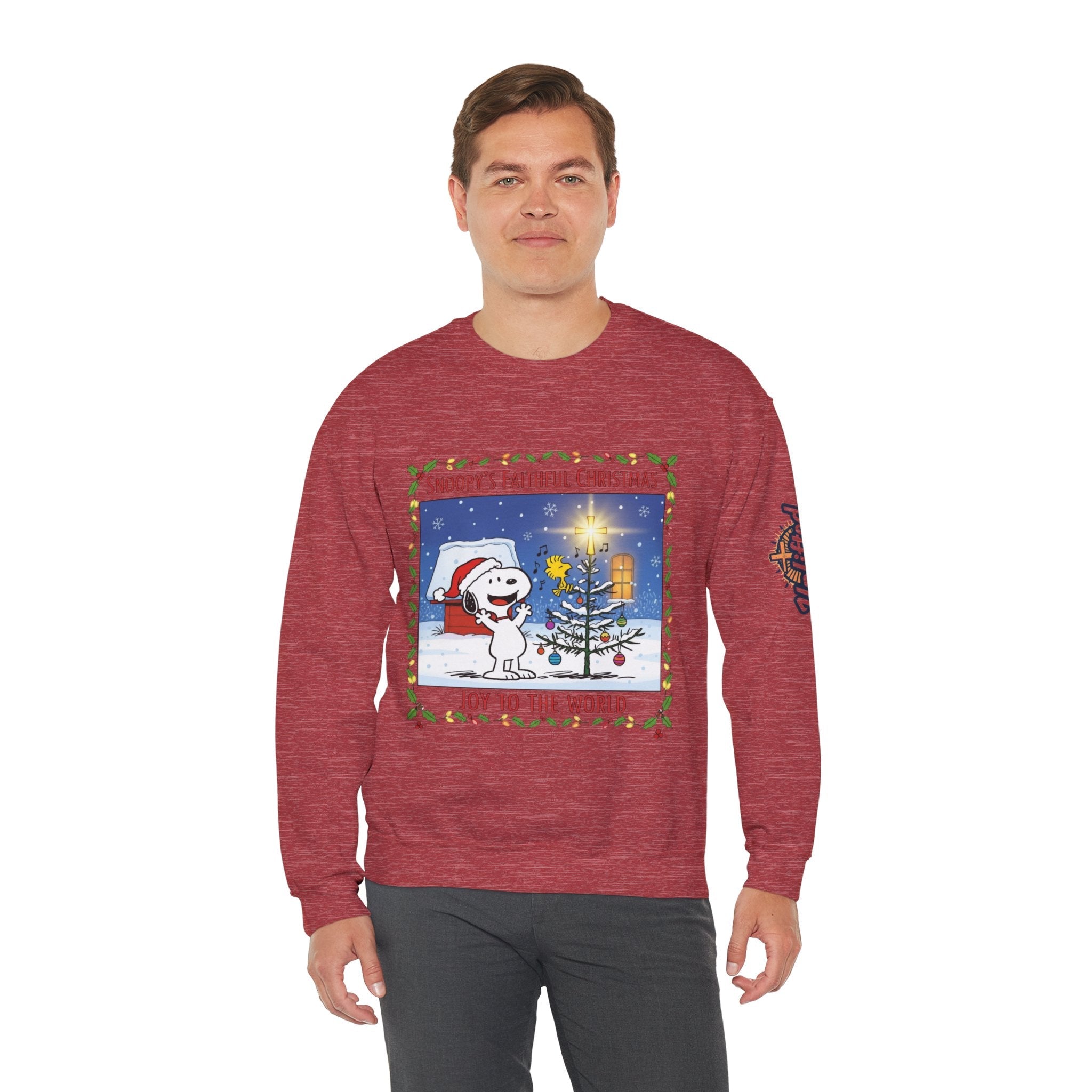 🎄 Faithful Christmas Friends – Christian Holiday Sweatshirt | Festive Tree & Cartoon Duo | Heartwarming Christmas Tee by Uplifted Gear Printify