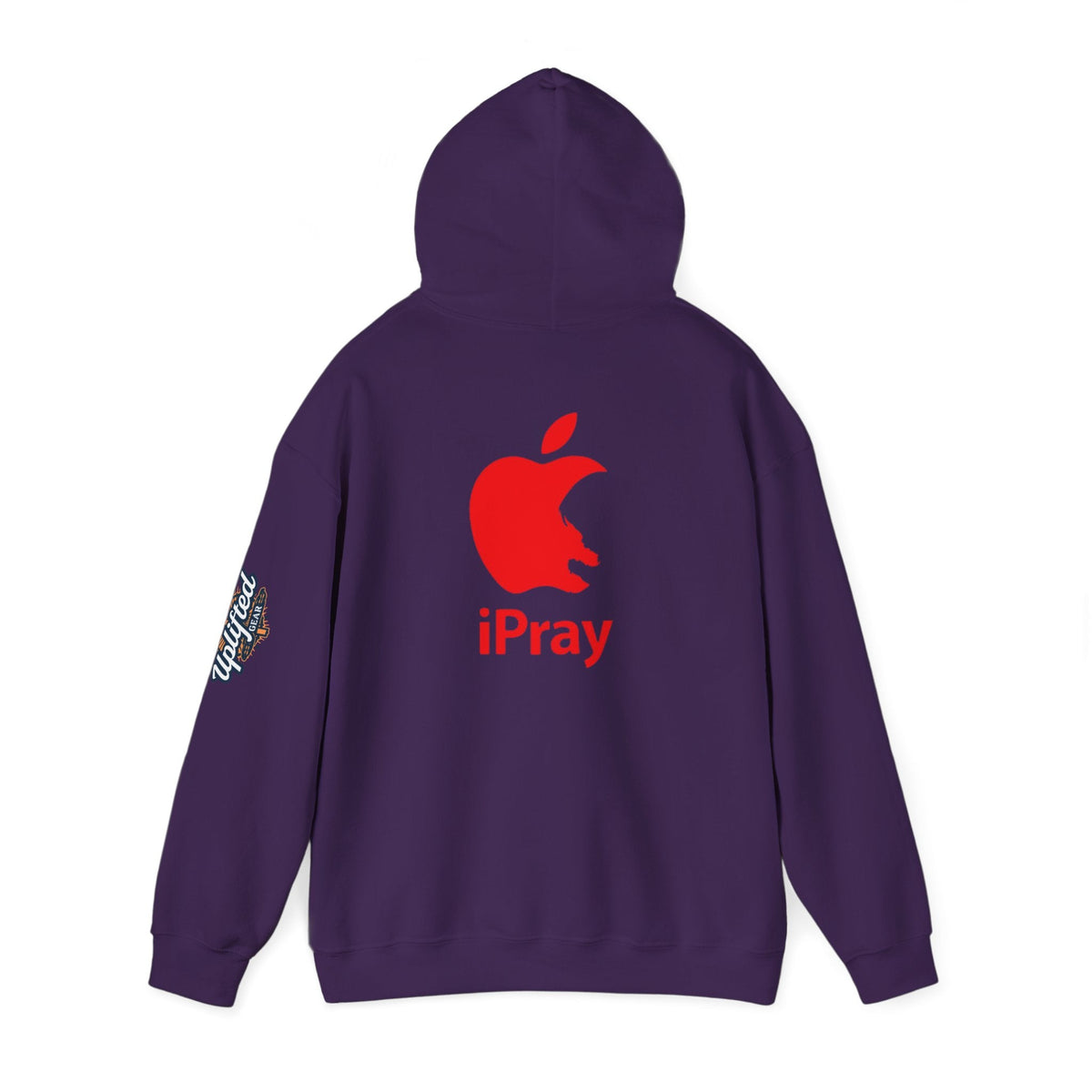 iPray Apple Logo Hoodie — Funny Christian Hoodie (Minimal Red Apple Graphic) Printify