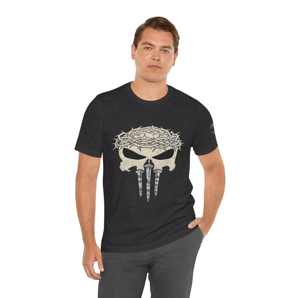 Christian Skull T-shirt - Crown of Thorns & Nails - Warrior Faith T-shirt Printify