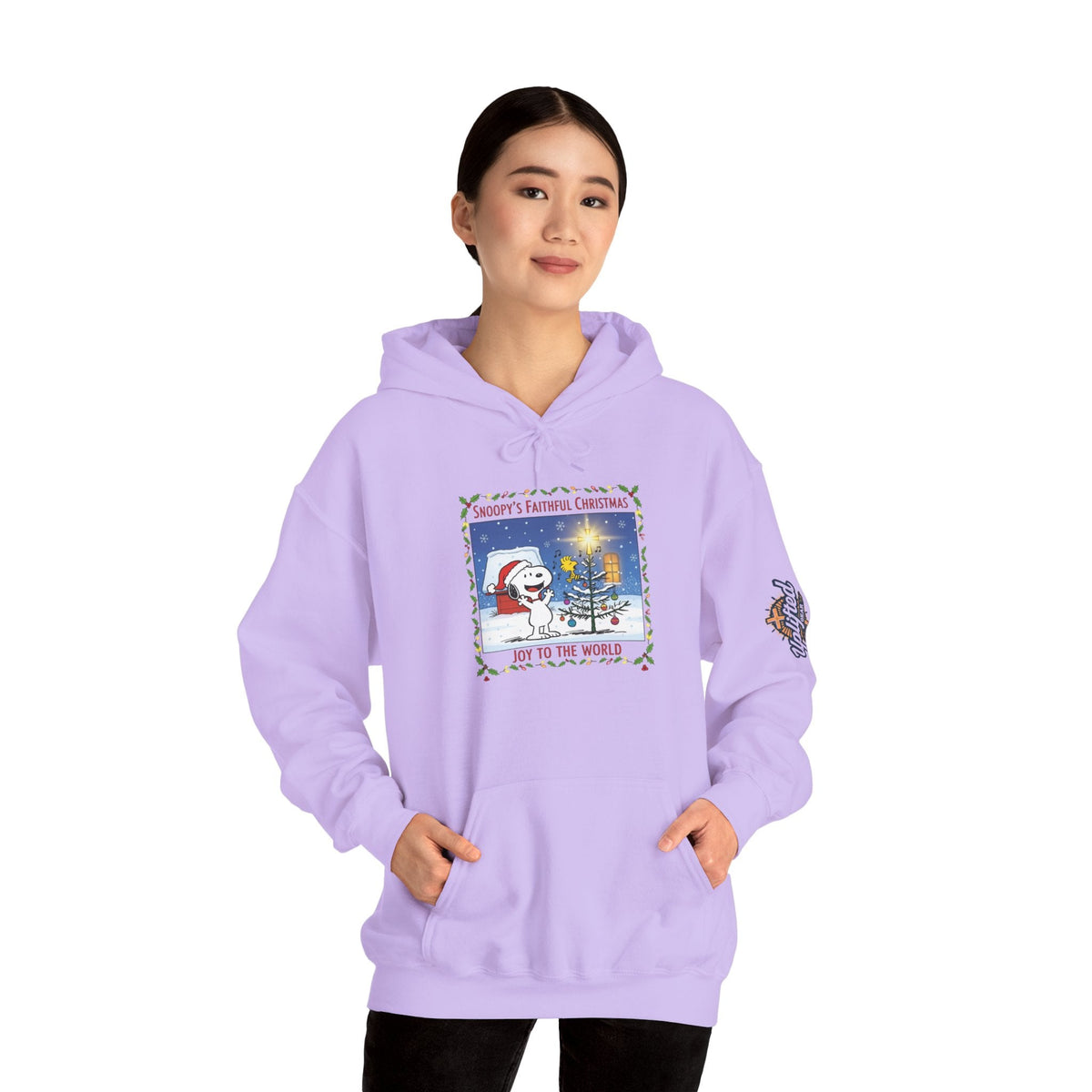 🎄 Faithful Christmas Friends – Christian Holiday Hoodie | Festive Tree & Cartoon Duo | Heartwarming Christmas Tee by Uplifted Gear Printify