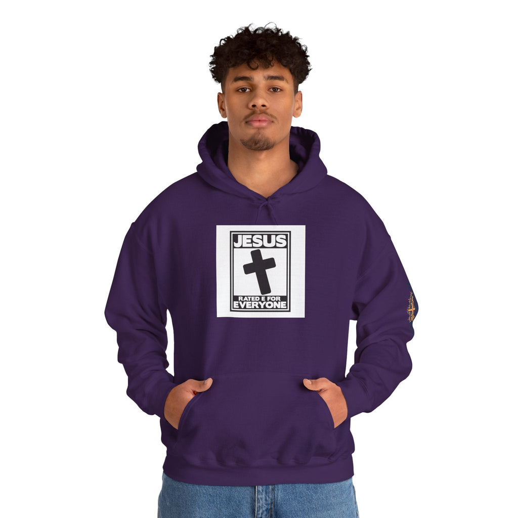 Jesus, Rated E for Everyone Hoodie - Gamer Faith Hoodie - Christian Video Game Parody Printify