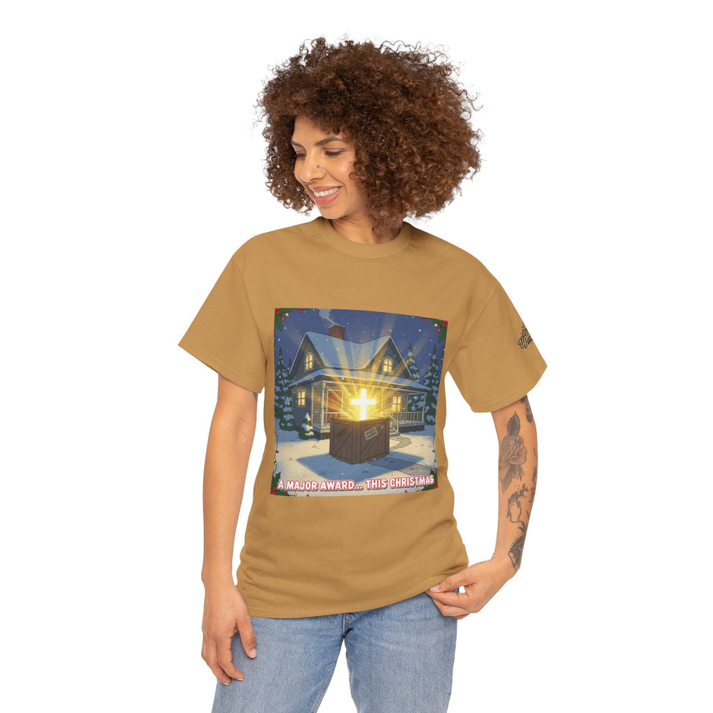 A Major Award This Christmas T-shirt – Fragile Leg Lamp Parody Cross Unboxing Christian T-shirt for Hilarious Faith & Holiday Glow Printify