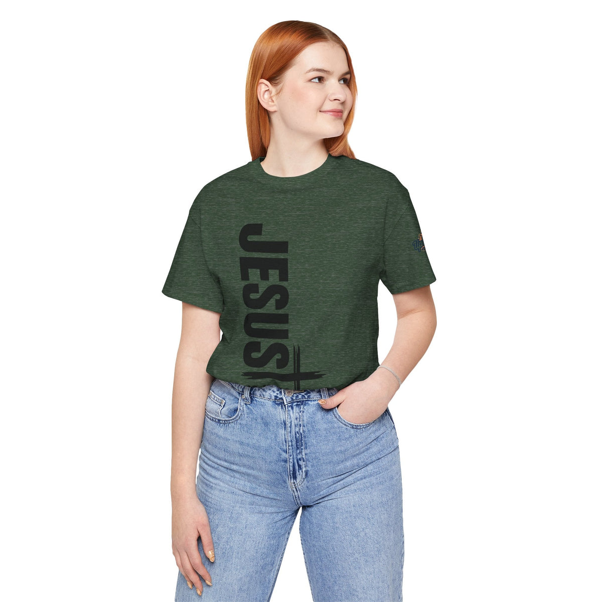 Jesus Is King T-shirt | Modern Typographic Cross Christian T-shirt Printify