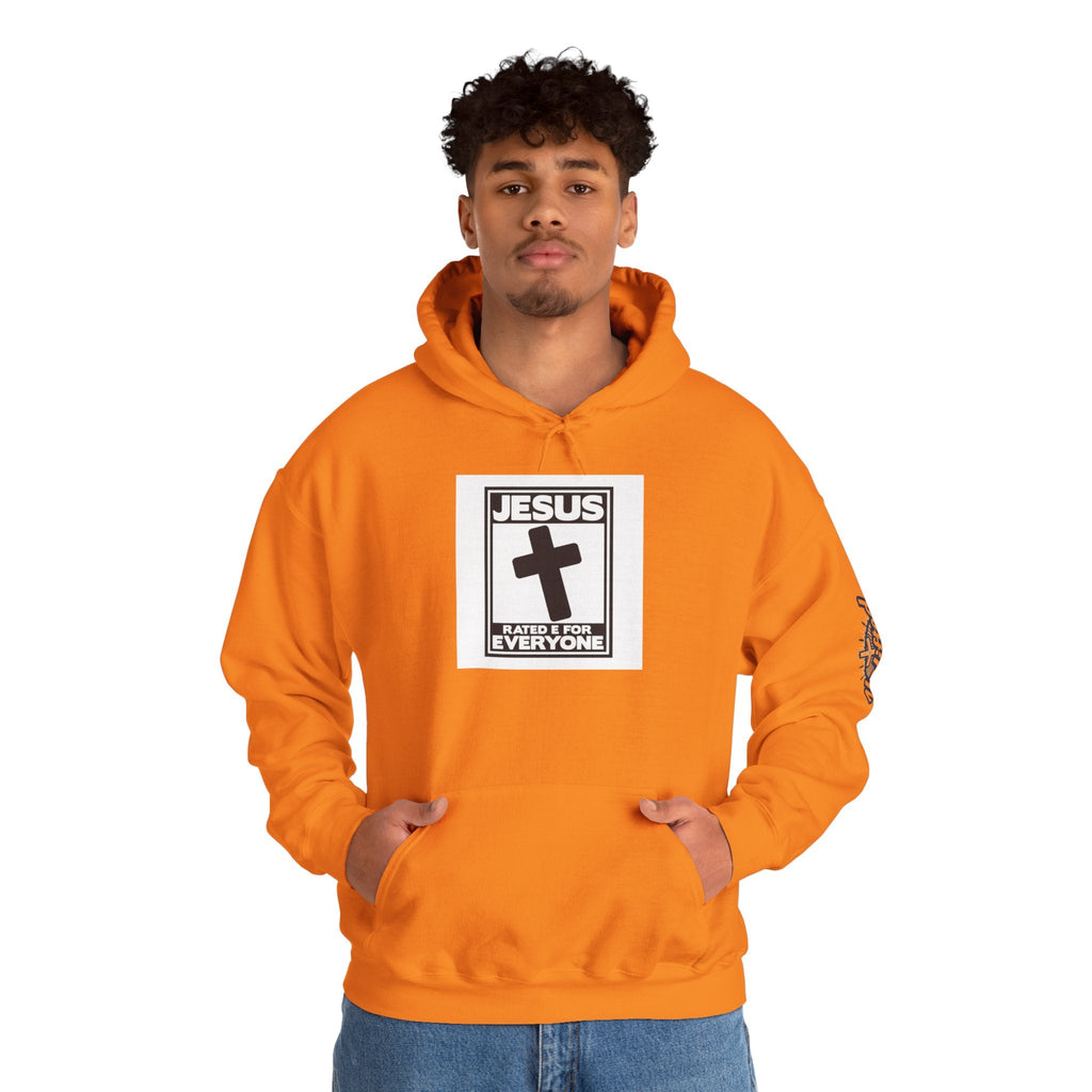 Jesus, Rated E for Everyone Hoodie - Gamer Faith Hoodie - Christian Video Game Parody Printify