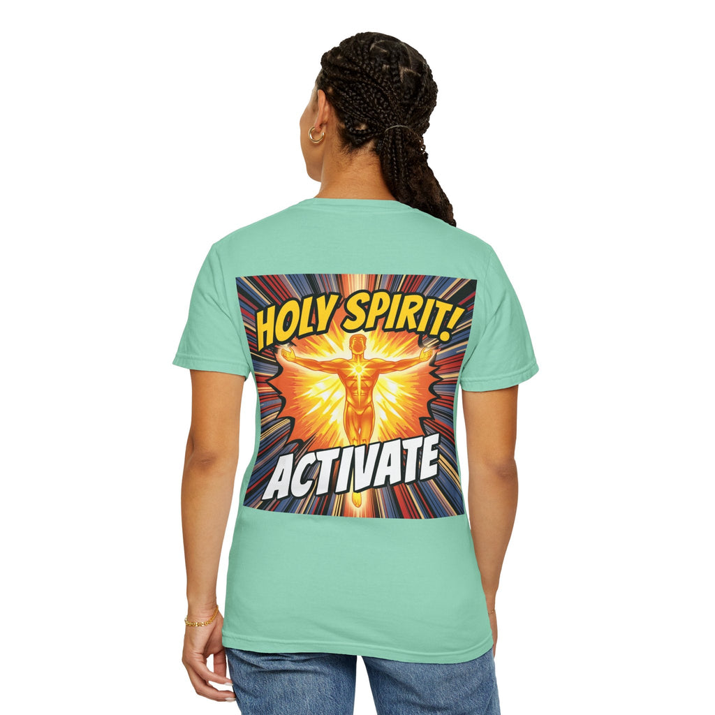Holy Spirit Activate T-shirt – Superhero Christian T-shirt with Vibrant Power-Up Design for Faith-Fueled Boldness Printify