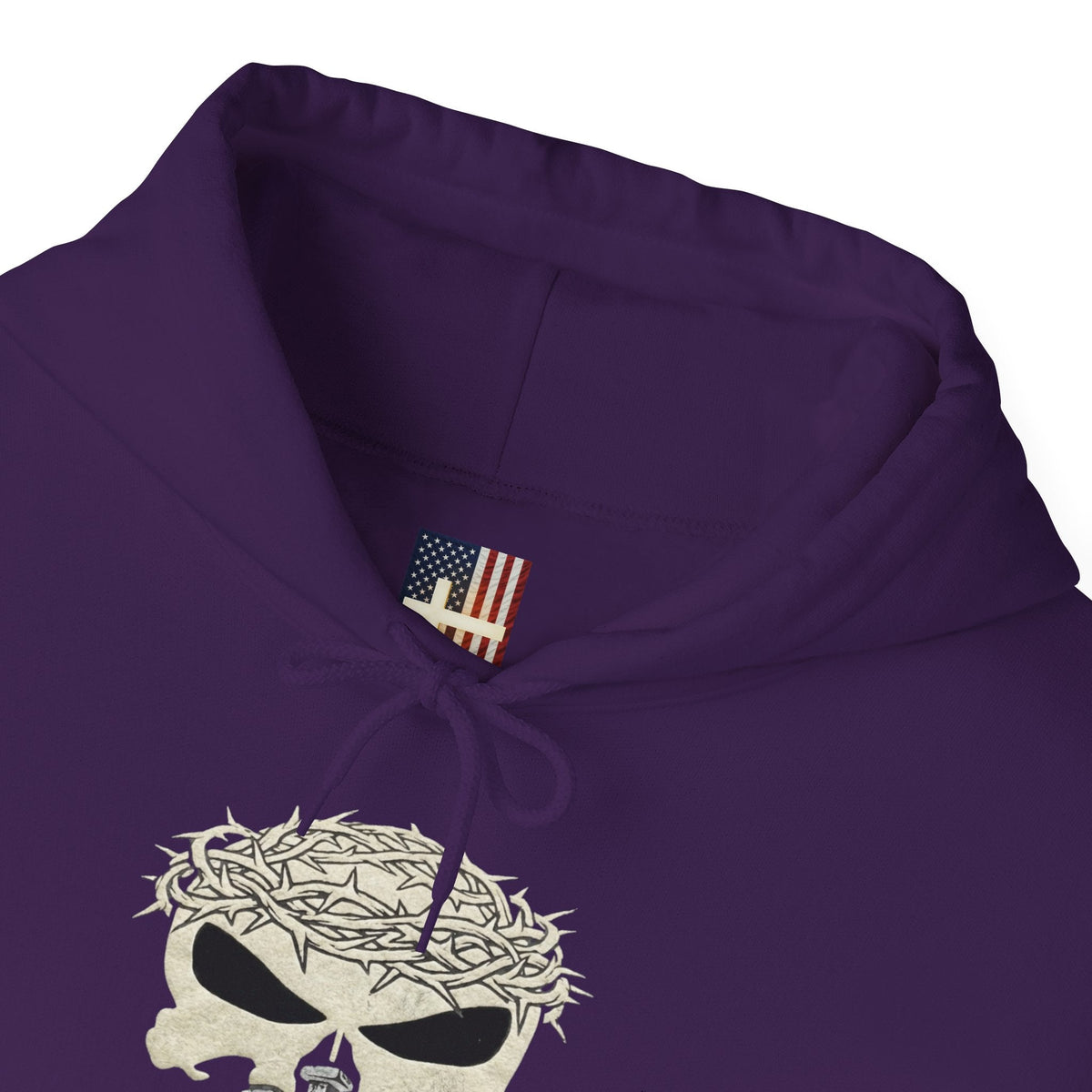 Christian Skull Hoodie - Crown of Thorns & Nails - Warrior Faith Hoodie Printify