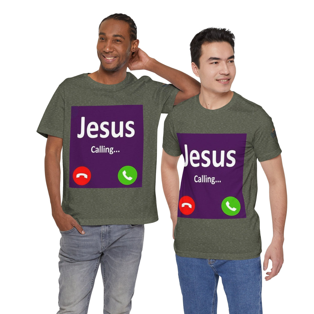 Jesus Calling T-shirt – Funny Cell Phone Screen Christian T-shirt for Divine Connection & Faith Humor Printify