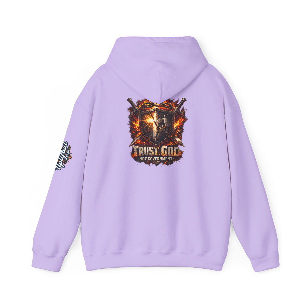 Trust God Not Government Shield Hoodie — Patriotic Christian Faith Hoodie Printify