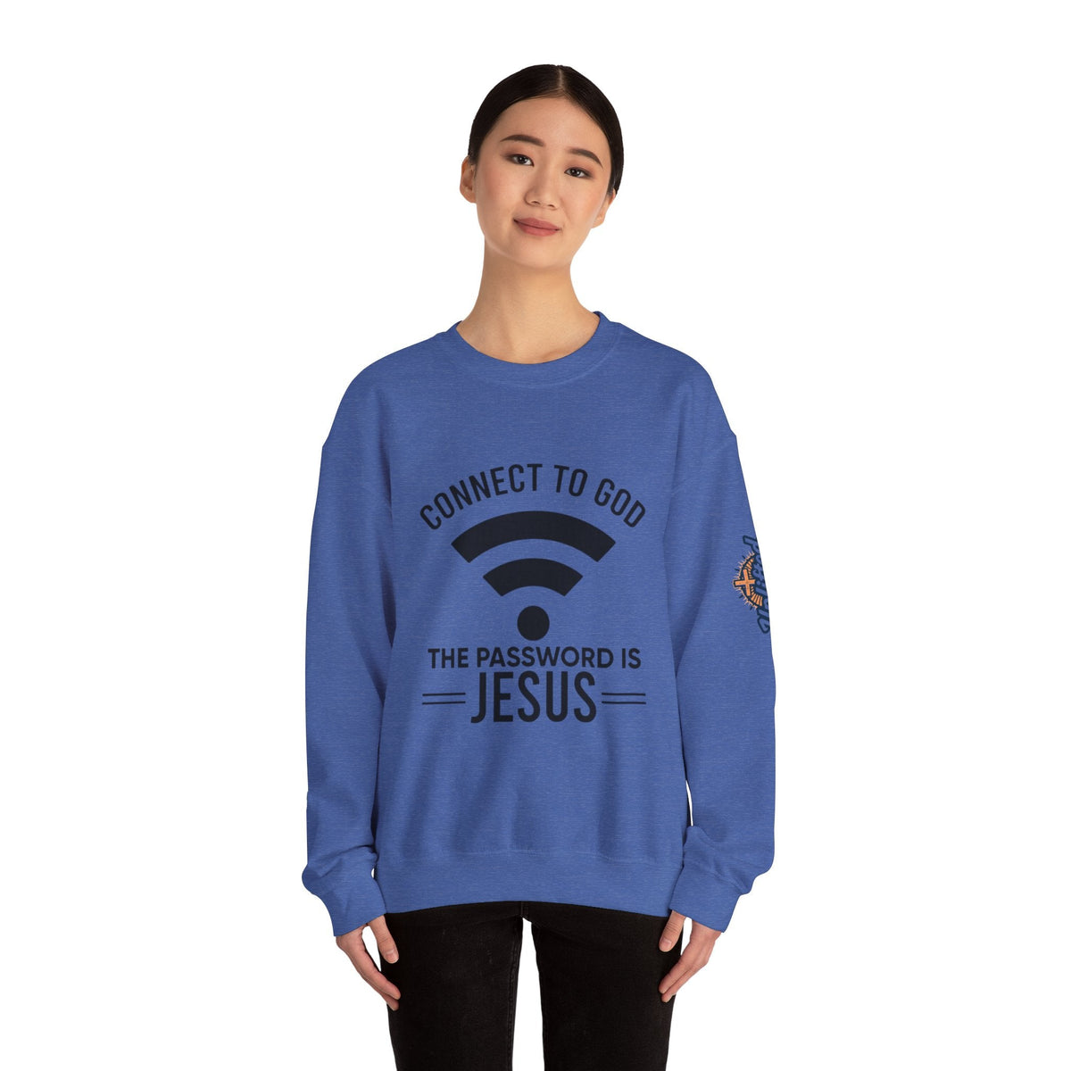 Connect to God Sweatshirt - WIFI Password is Jesus - Funny Christian Faith Sweatshirt Printify