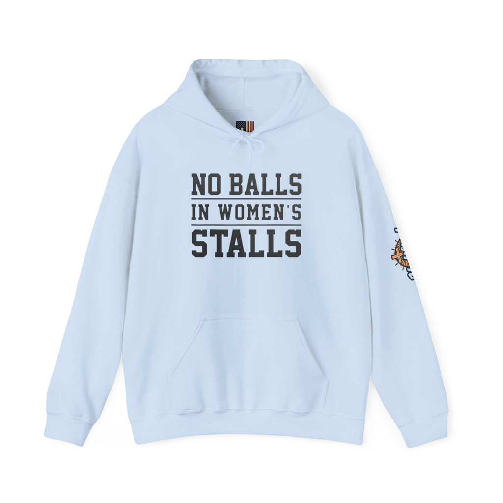 "No Balls in Women's Stalls" Statement Hoodie — Protest Sweatshirt Printify