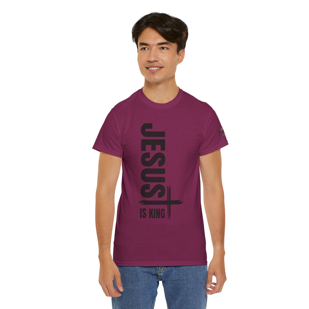 Jesus Is King T-shirt | Modern Typographic Cross Christian T-shirt Printify
