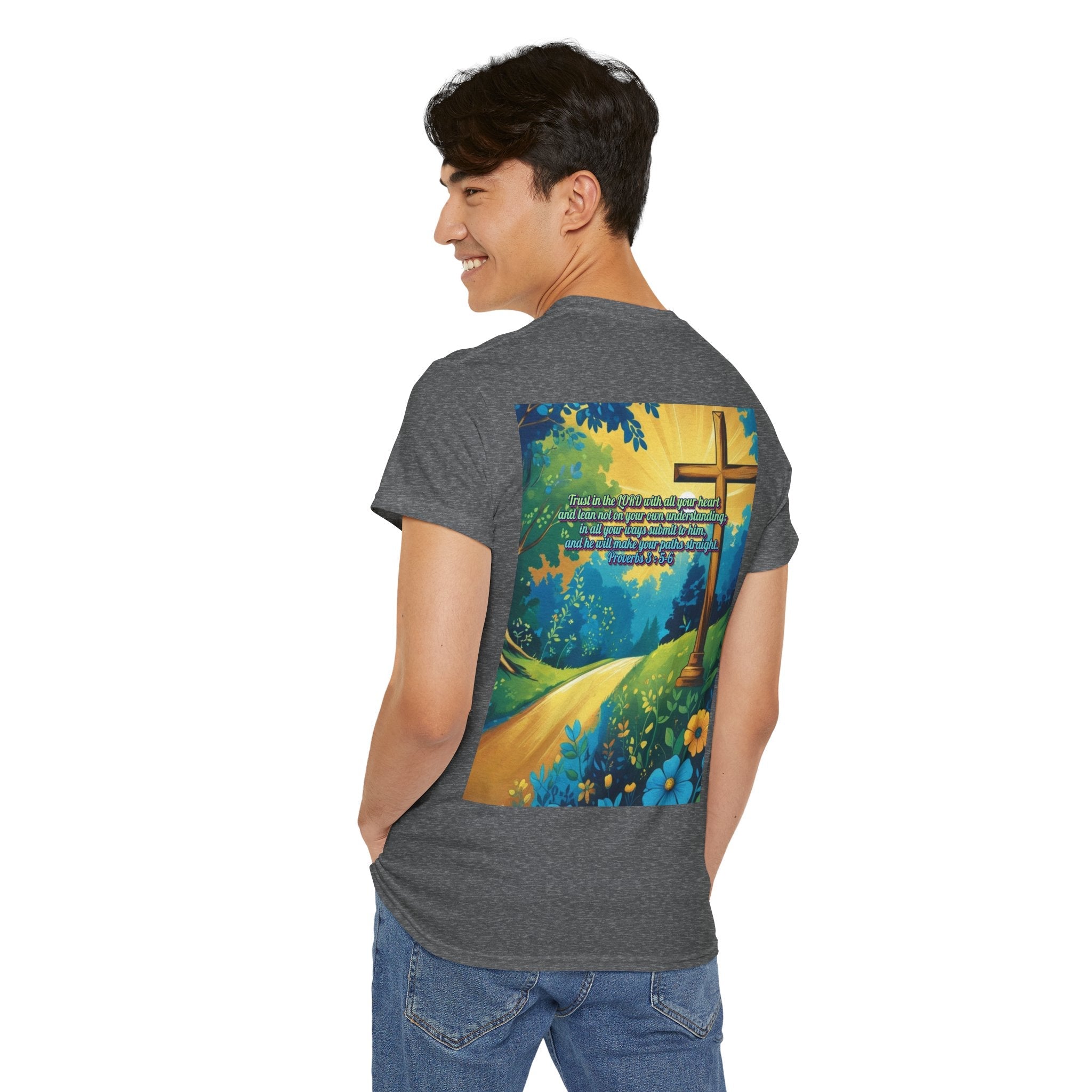 Trust in The Lord Proverbs 3:5-6 Biblical Design Unisex Heavy Cotton Tee Printify