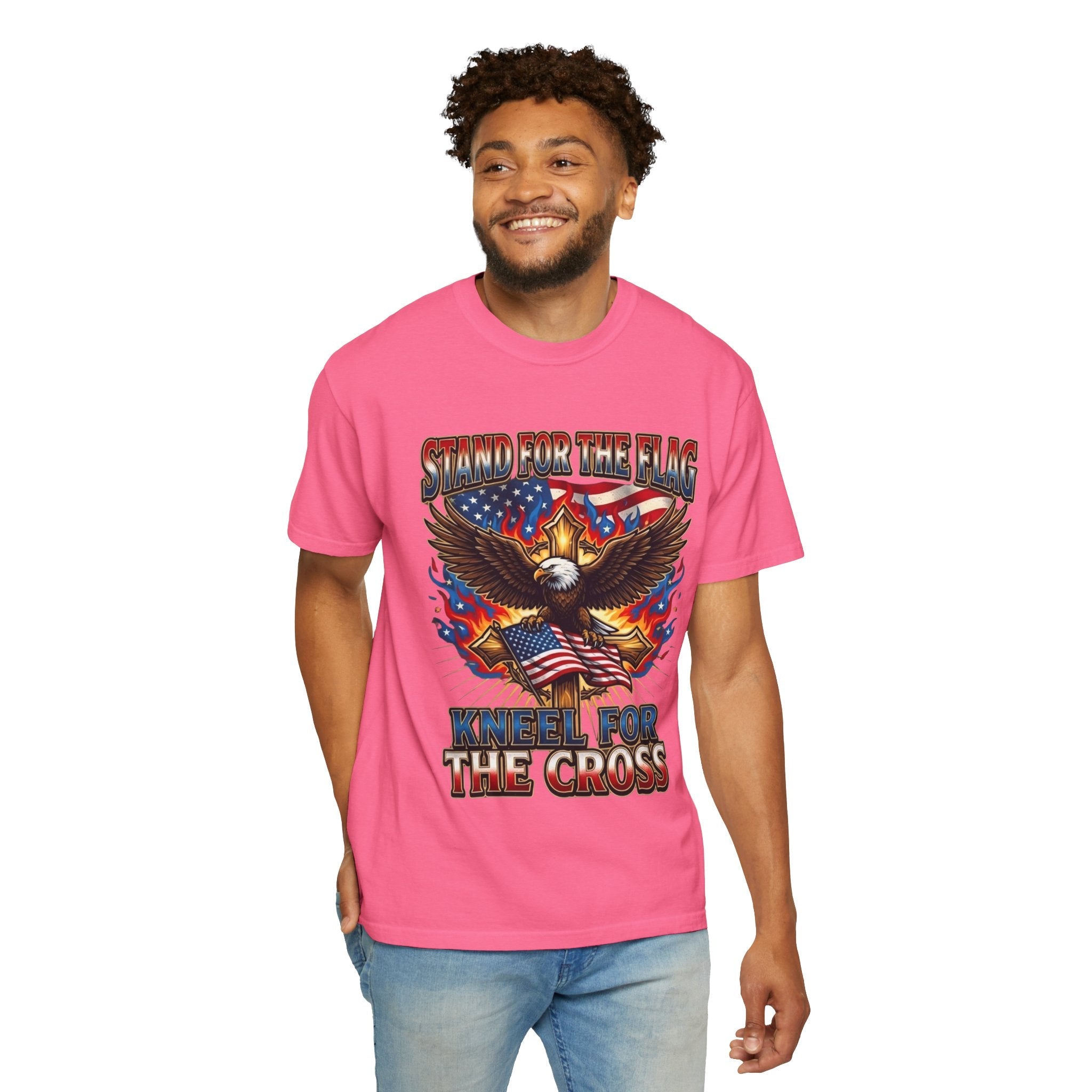 Stand for the Flag Kneel for the Cross T-shirt | Patriotic Eagle T-shirt Printify