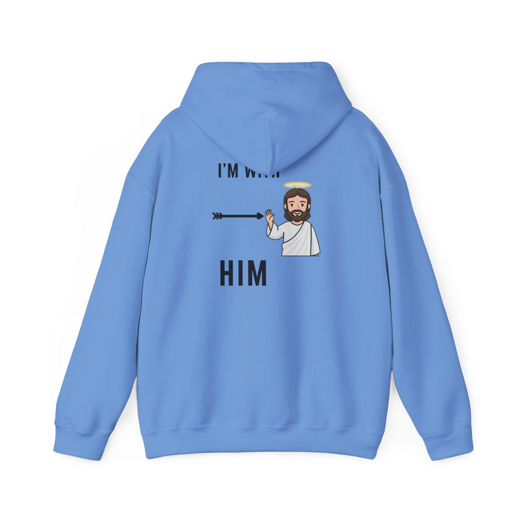 🔥 I’m With Him → Christian Hoodie | Arrow Pointing to Jesus | Minimalist Faith Tee | Subtle Cross Design | Bible-Inspired Apparel by Uplifted Gear Printify