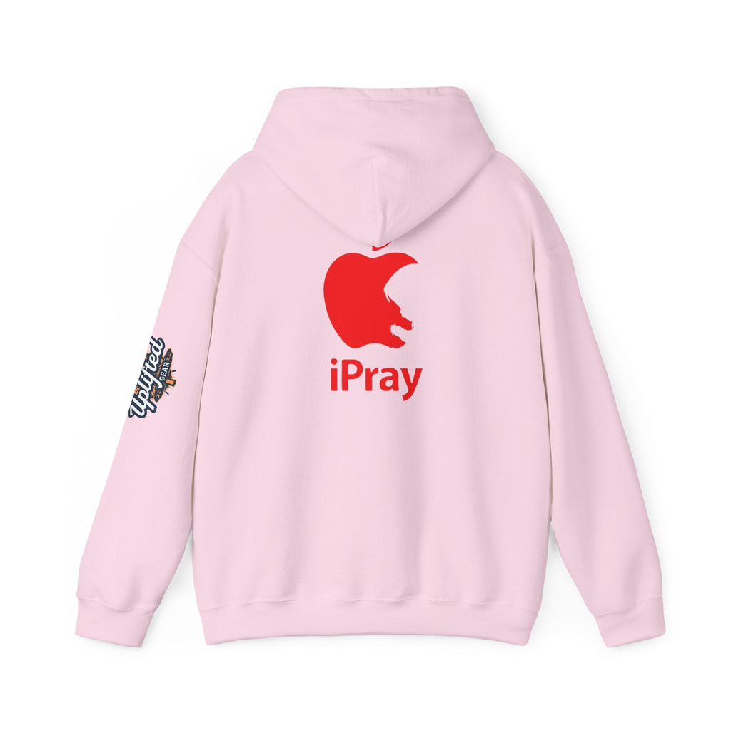 iPray Apple Logo Hoodie — Funny Christian Hoodie (Minimal Red Apple Graphic) Printify