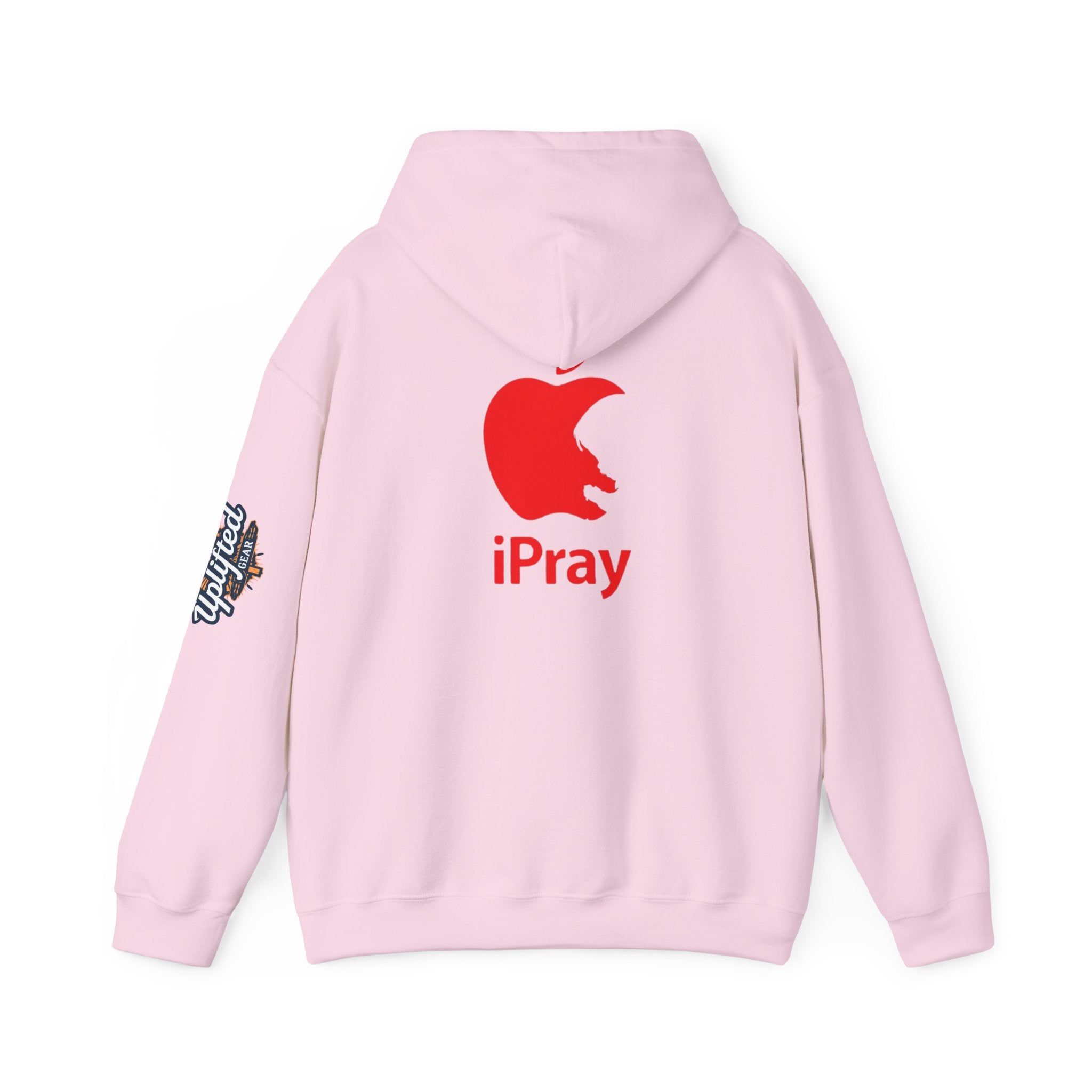 iPray Apple Logo Hoodie — Funny Christian Hoodie (Minimal Red Apple Graphic) Printify
