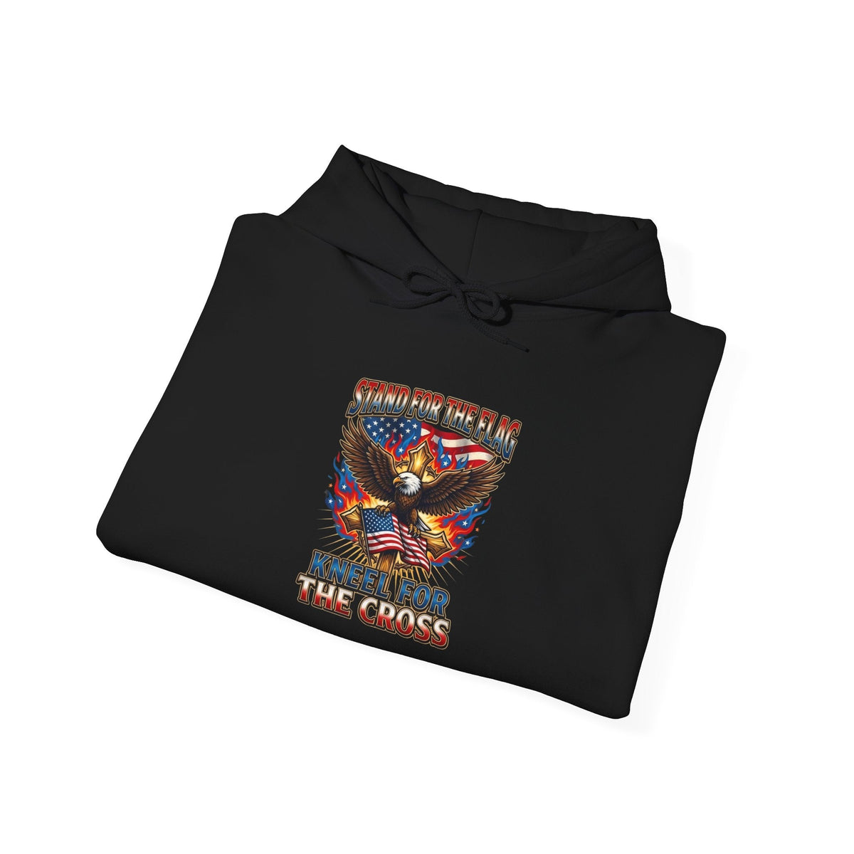 Stand for the Flag Kneel for the Cross Hoodie | Patriotic Eagle Hoodie Printify