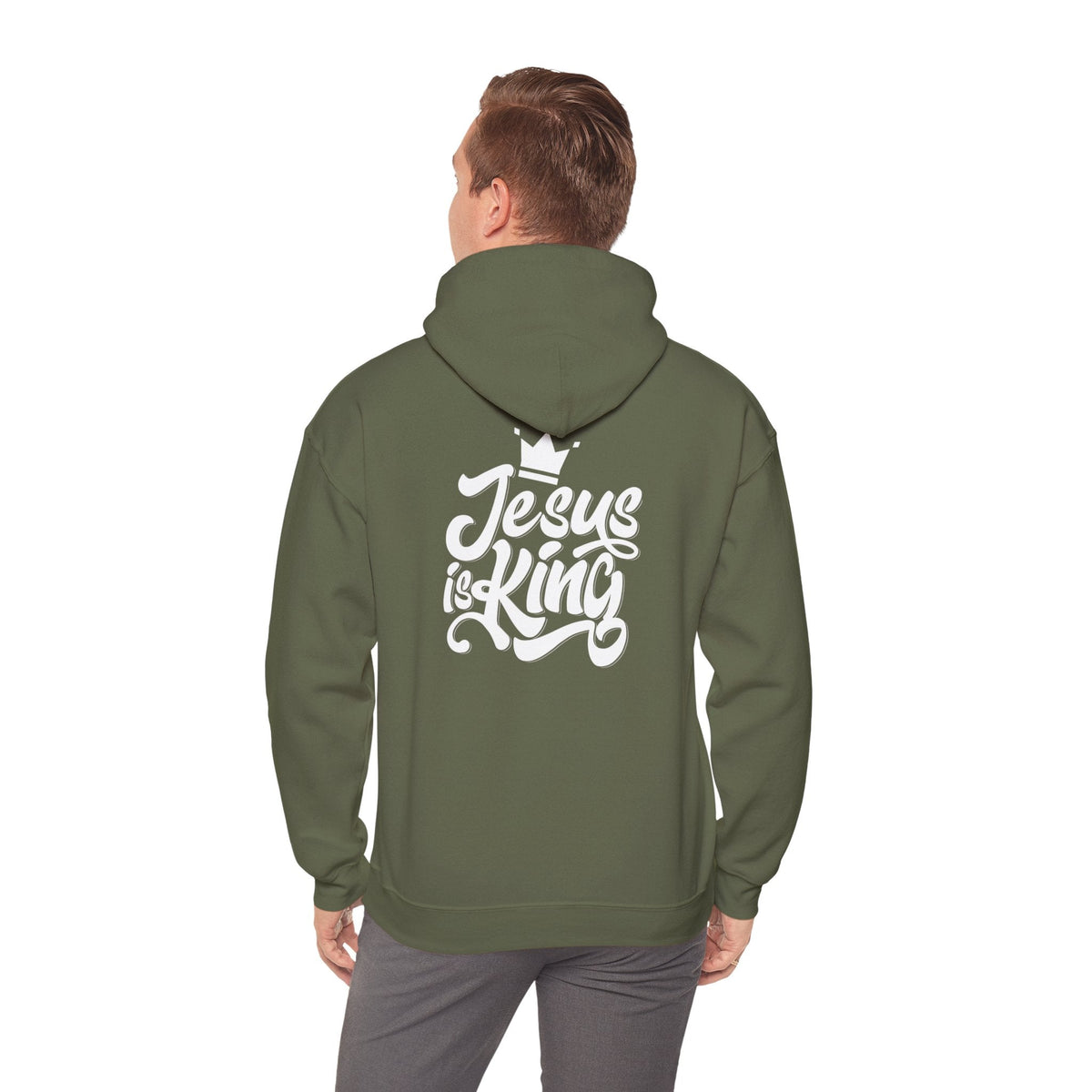 Jesus is King Hoodie – Bold Crown & Cross Christian Sweatshirt for Eternal Reign & Cozy Faith Printify