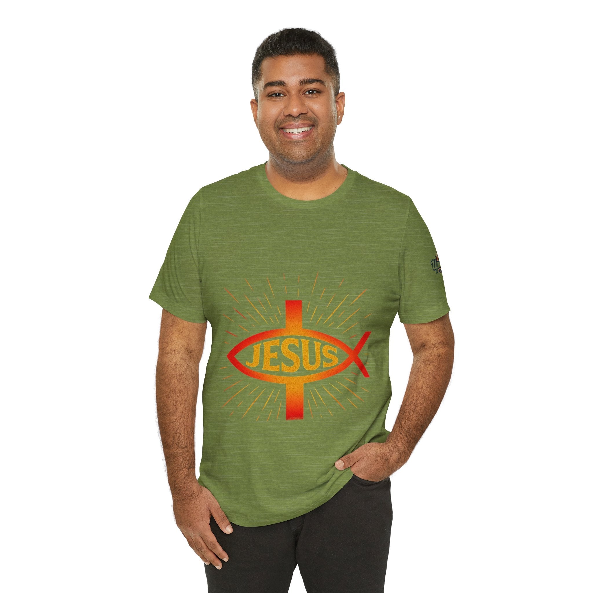 Jesus Ichthys T-shirt – Christian Fish Symbol with Cross & Jesus Inscription T-shirt for Eternal Faith & Streetwear Printify